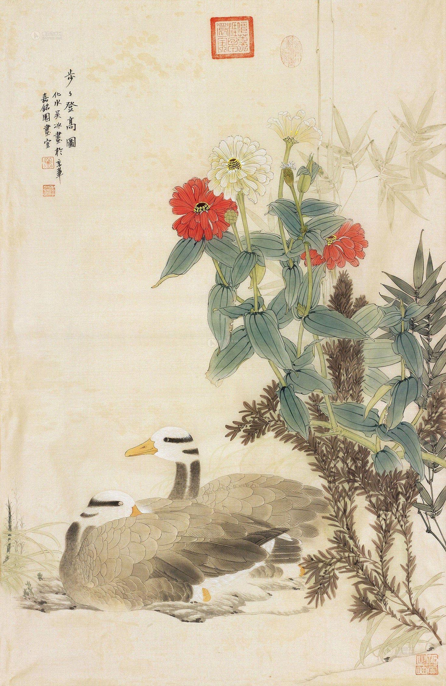 0615步步登高图设色纸本