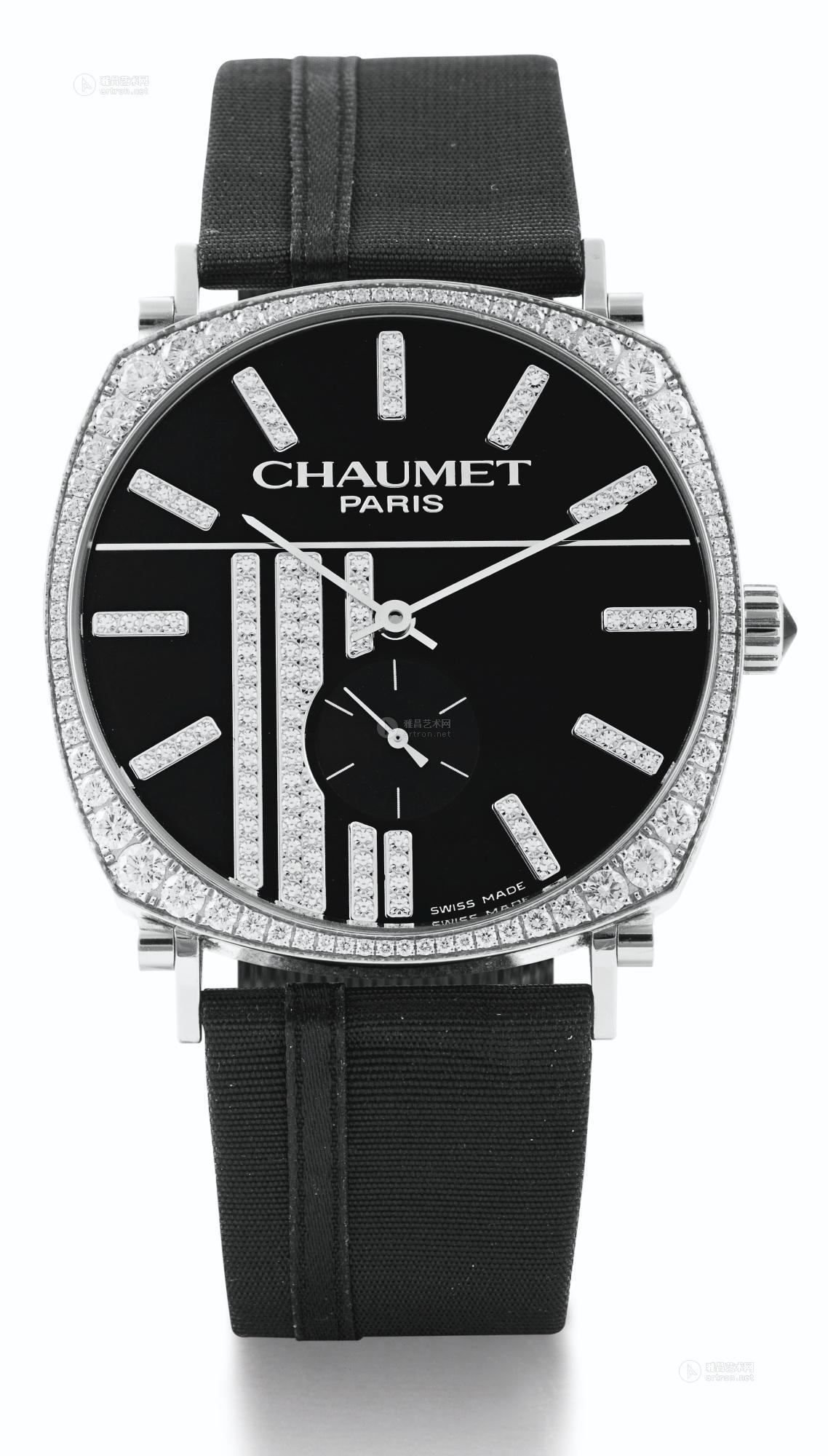 2413 chaumet 「dandy」白金镶钻石腕表备钻石时标,年份约2010