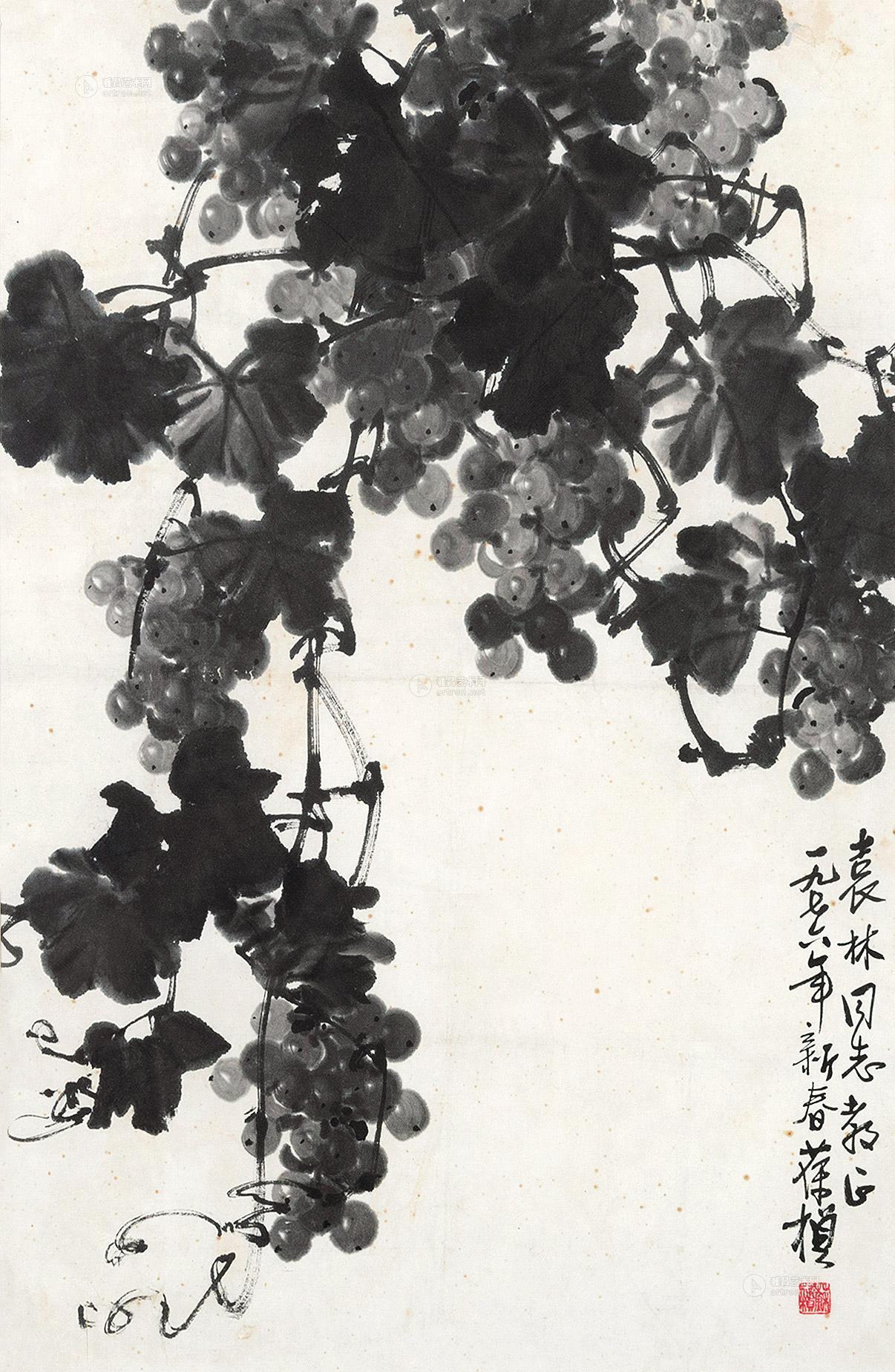 0315 墨葡萄 镜心 纸本