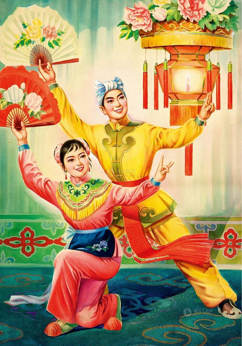 07271984年作挂红灯纸本水彩