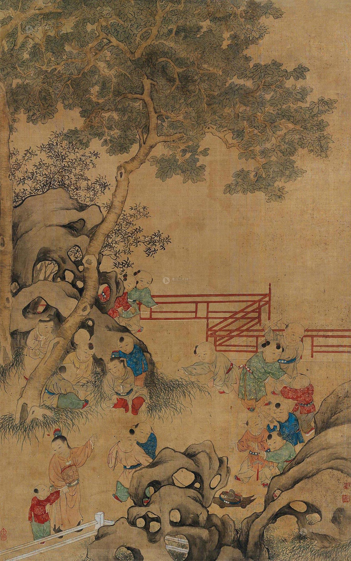 *0643 婴戏图 立轴 设色绢本