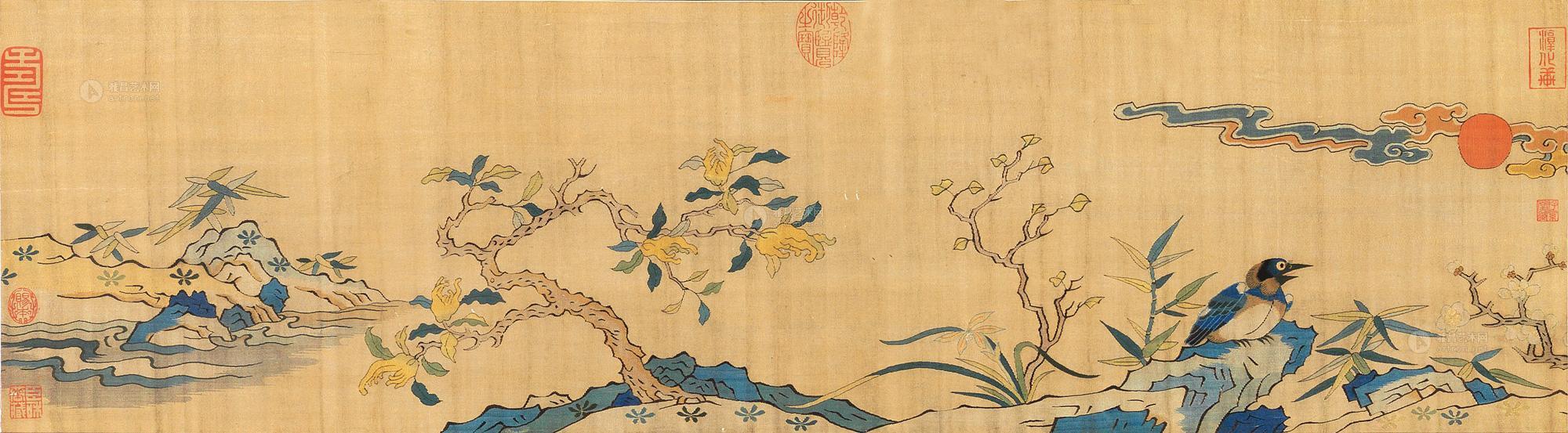 1209 现代 缂丝花鸟片