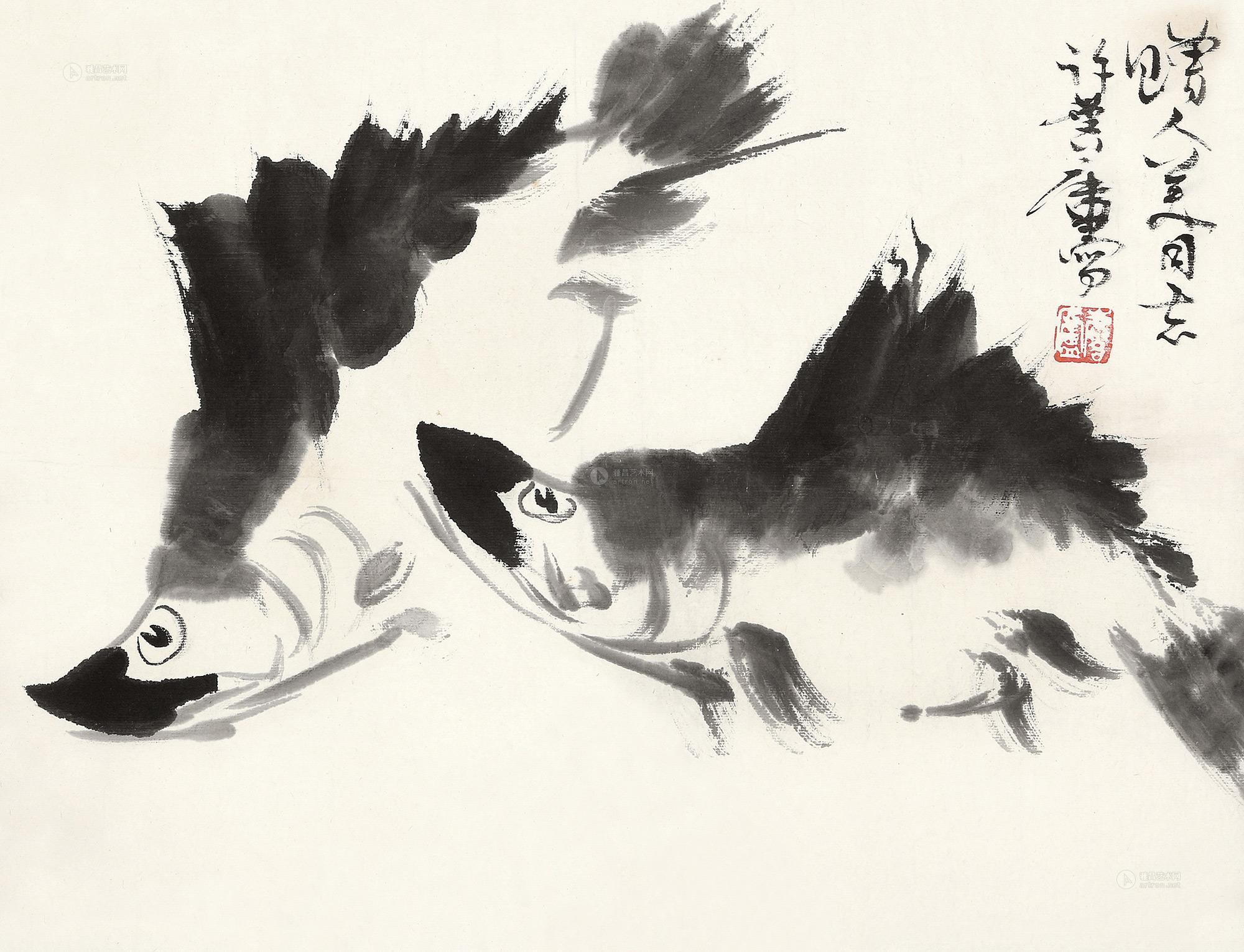 0067鳜鱼 镜片 水墨纸本