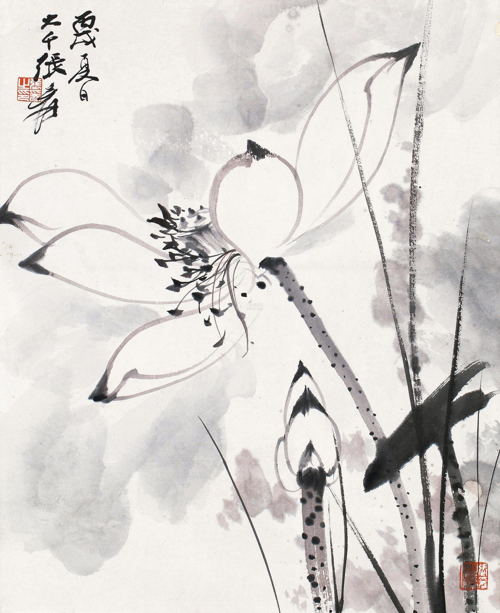 1557 1946年作 墨荷 立轴 水墨纸本