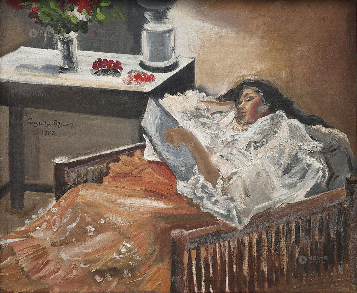 【1980年作 睡觉的女孩 油彩 画布】拍卖品_图片_价格_鉴赏_油画_雅昌