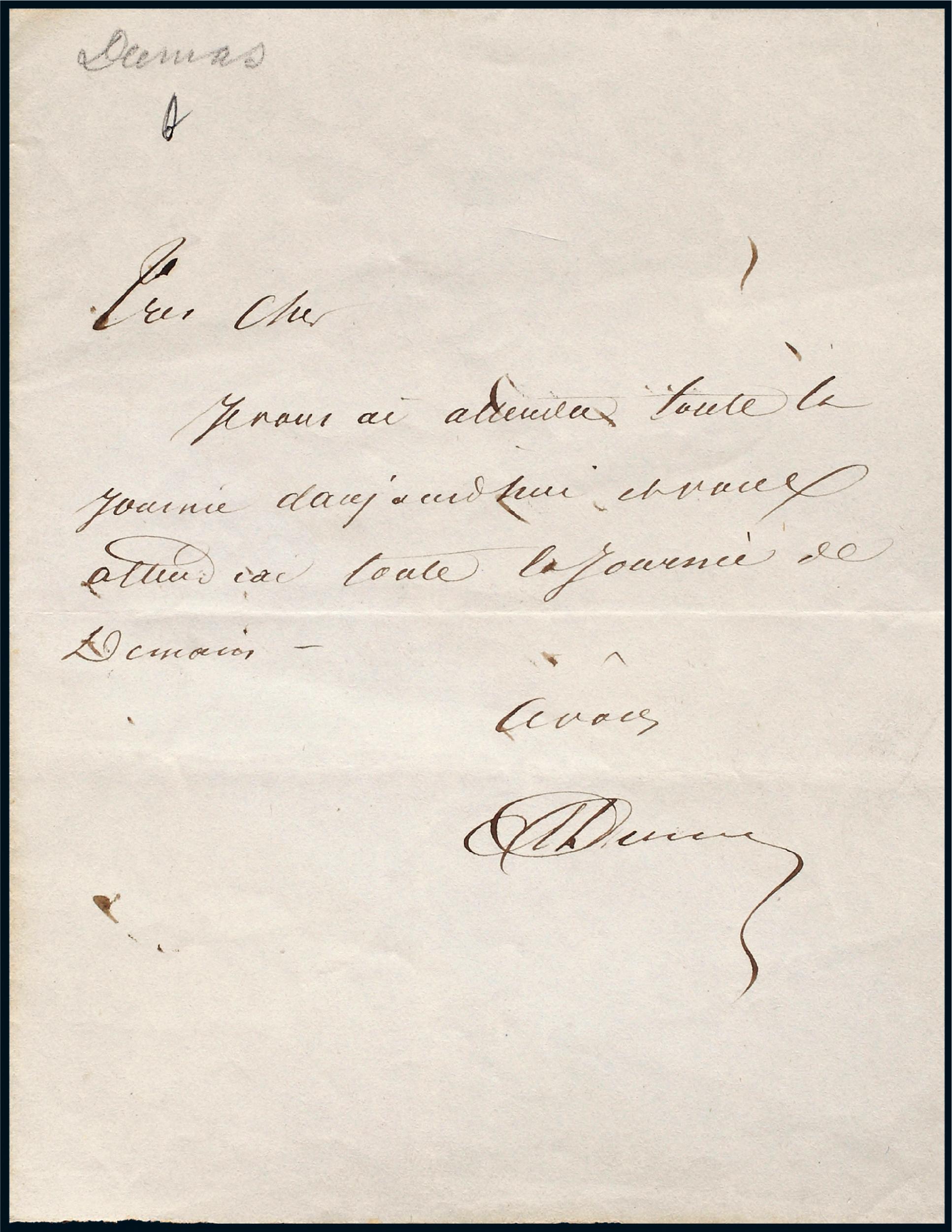 法国19世纪浪漫主义作家大仲马(alexandre dumas,père)亲笔签名