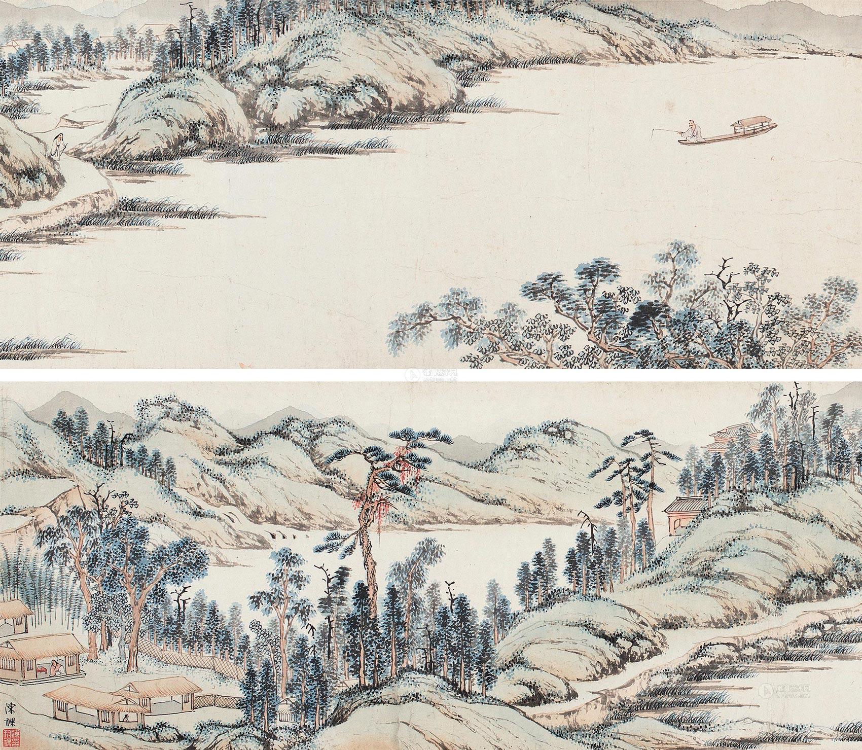 *1425 春江垂钓图 手卷 纸本