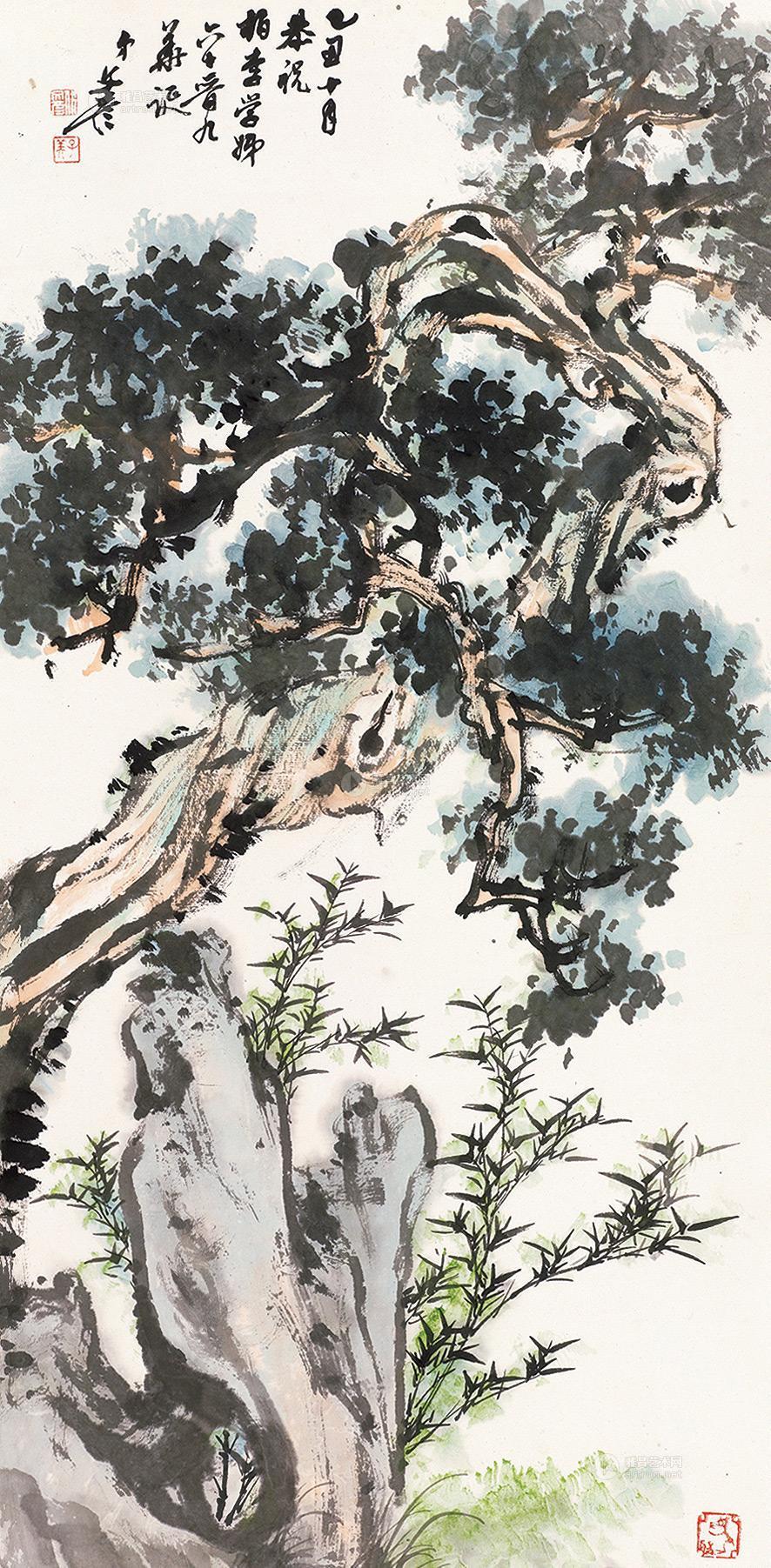 【松柏图 立轴】拍卖品_图片_价格_鉴赏_绘画_雅昌品