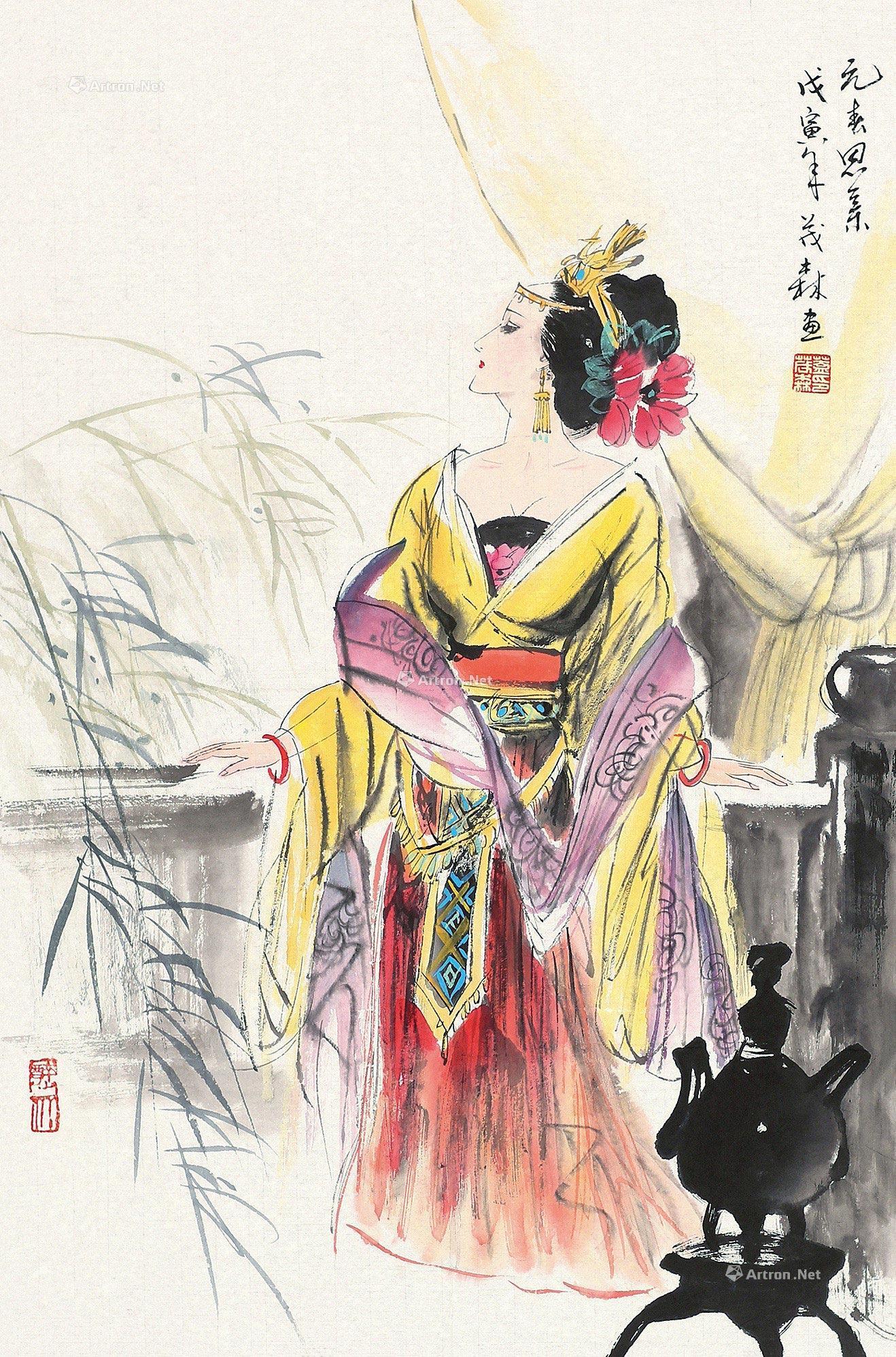 0163 1998年作 元春思亲 镜心 设色纸本