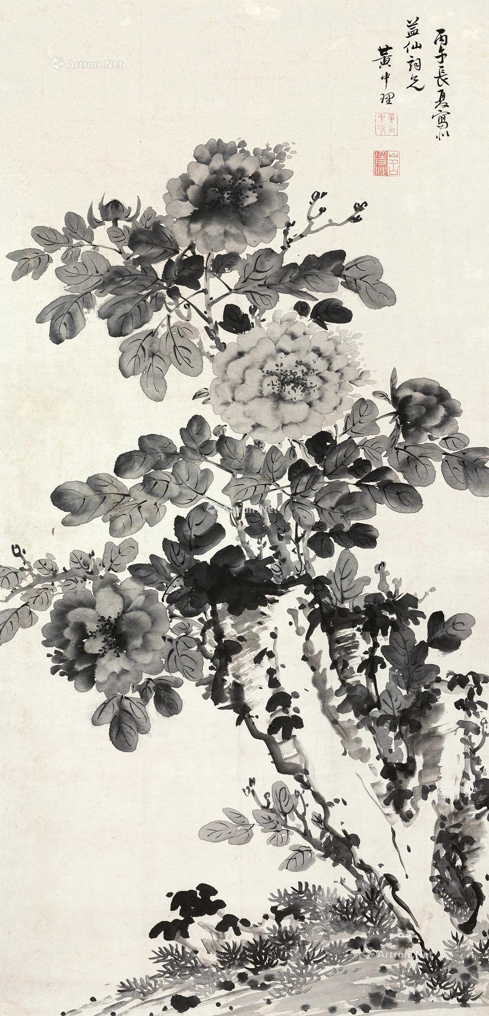 1640 墨牡丹 立轴 纸本