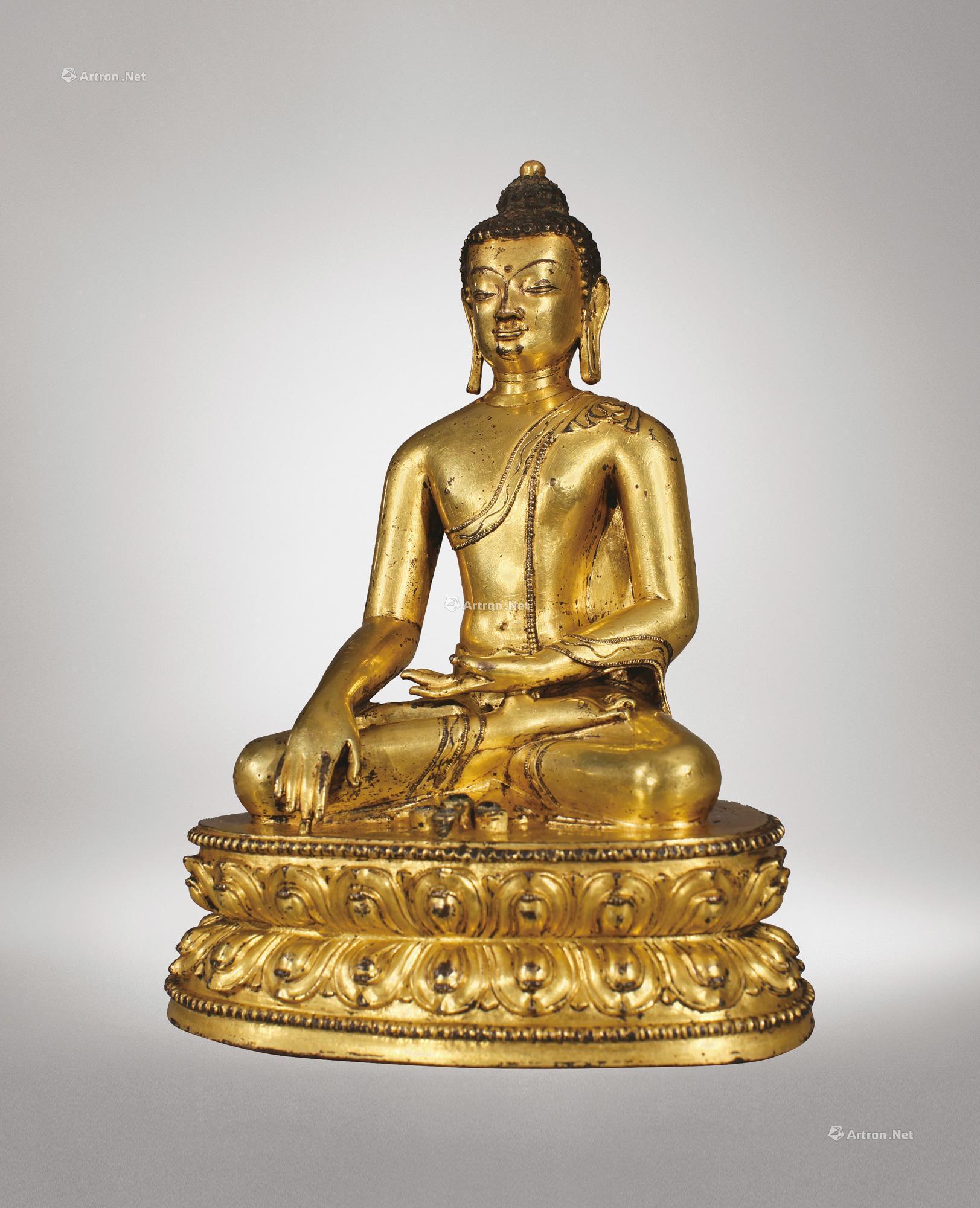 3549西藏15世纪铜鎏金释迦牟尼佛