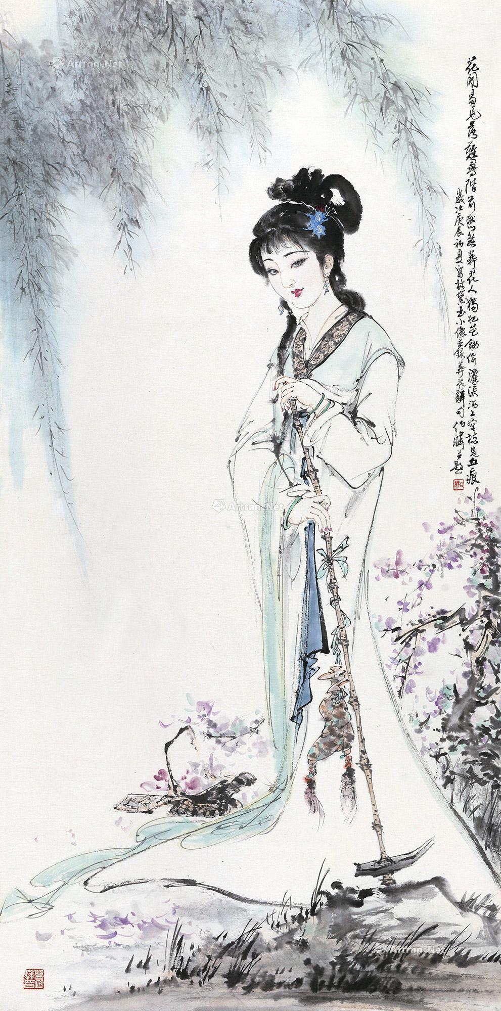 0018 2000年作 黛玉葬花 立轴 设色纸本
