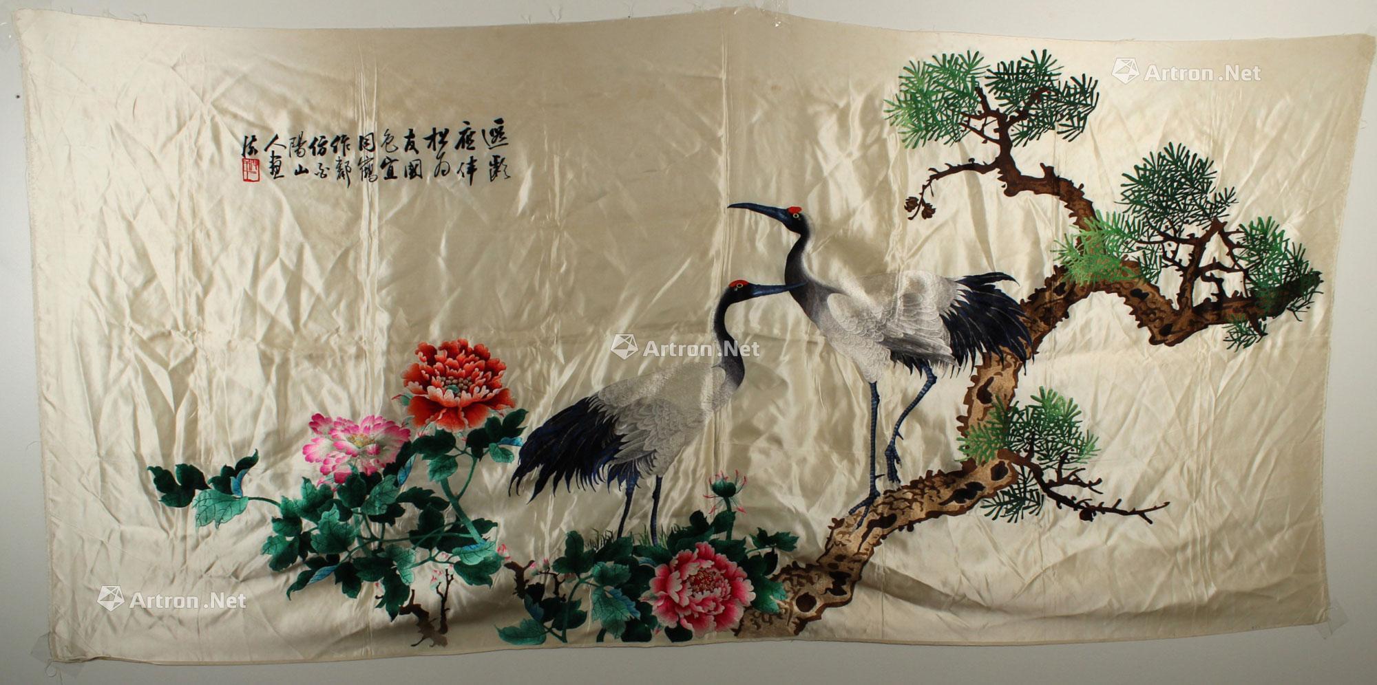 021860年代湘绣精品仙鹤绣品
