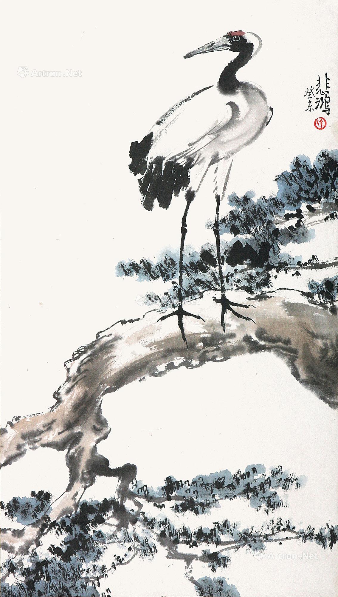 0489 松鹤图 立轴 纸本