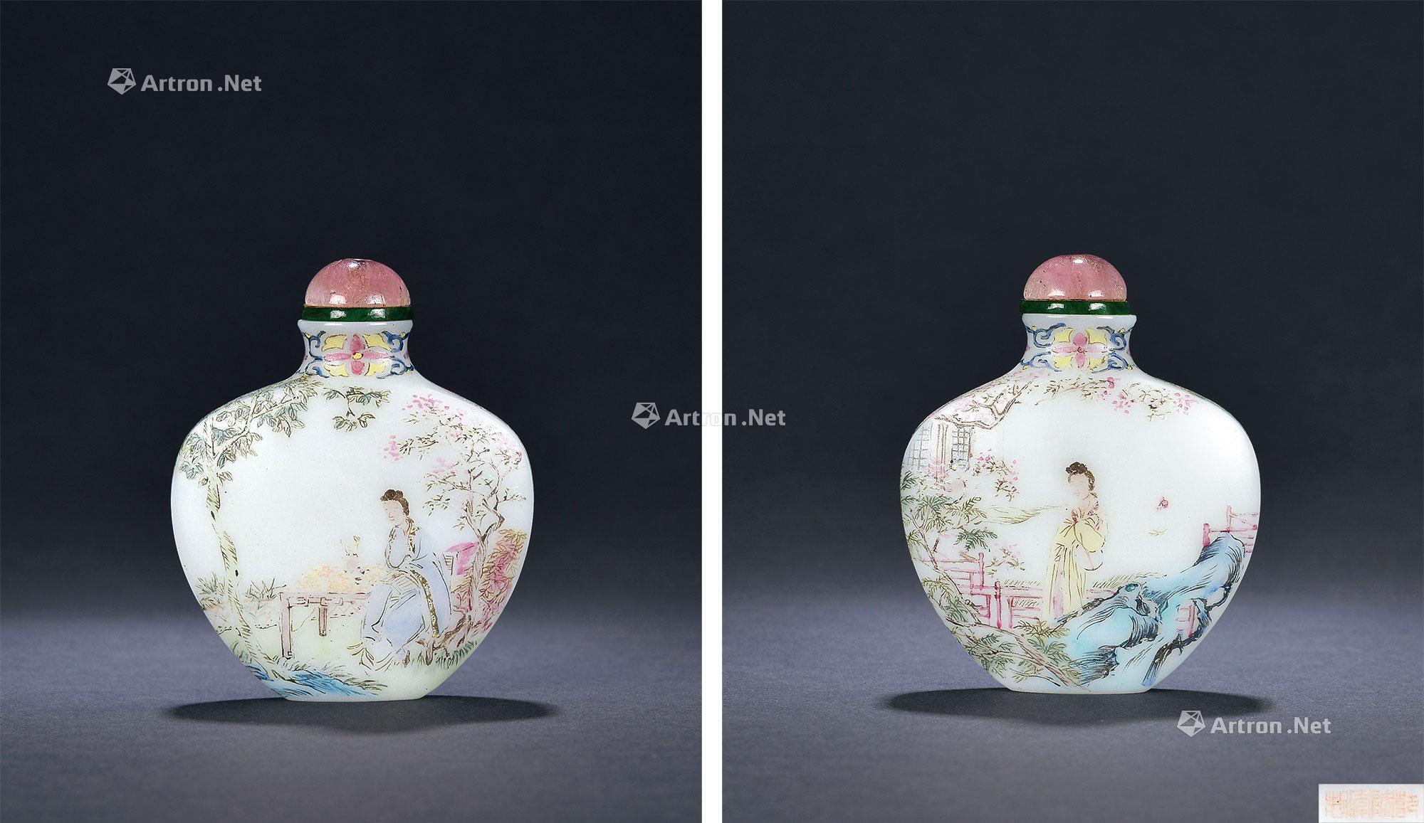 4073清玻璃胎画珐琅仕女图鼻烟壶