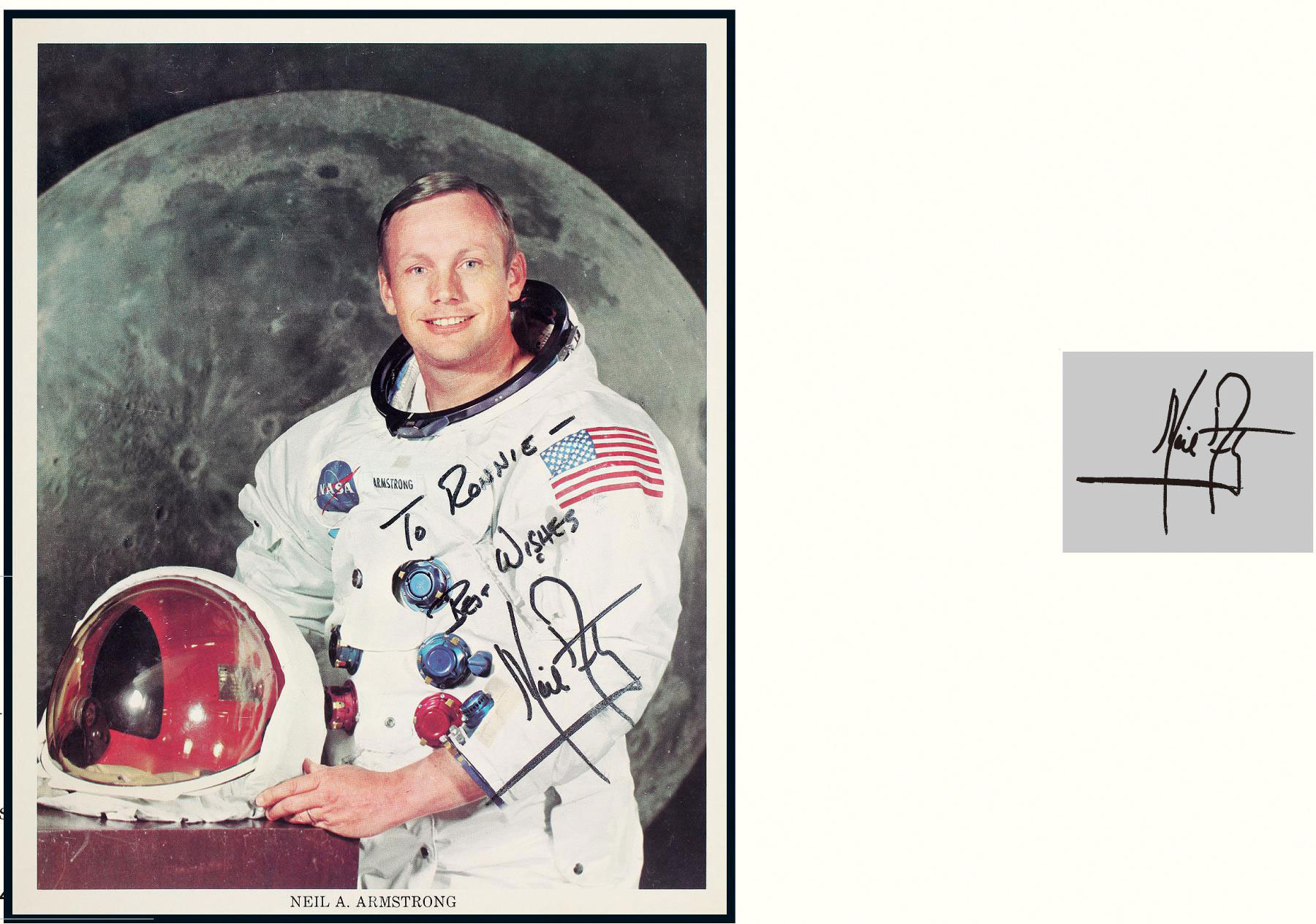 12540"月球第一人"尼尔·阿姆斯特朗(neil armstrong)亲笔签名照