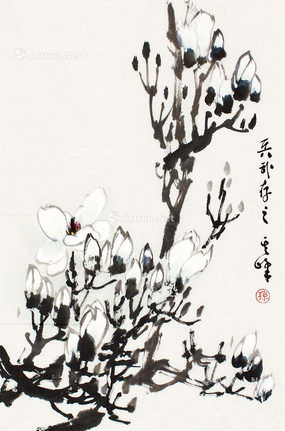 0076 白玉兰 镜心 设色纸本