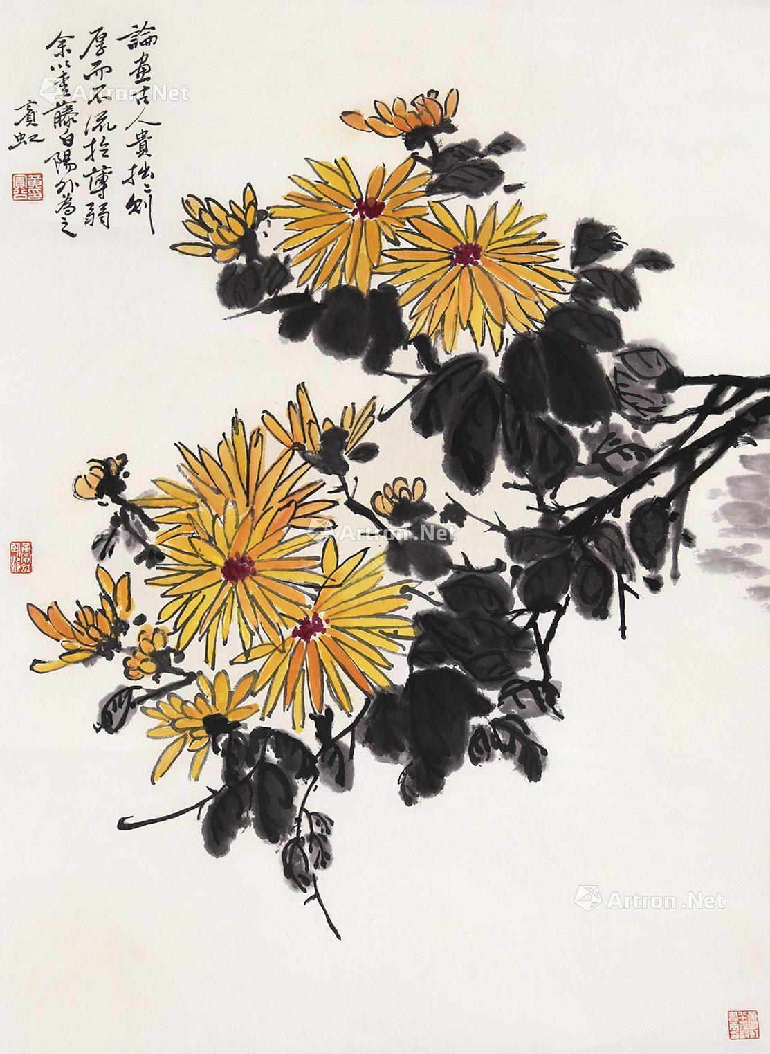【菊花 镜片 纸本】拍卖品_图片_价格_鉴赏_绘画_雅昌