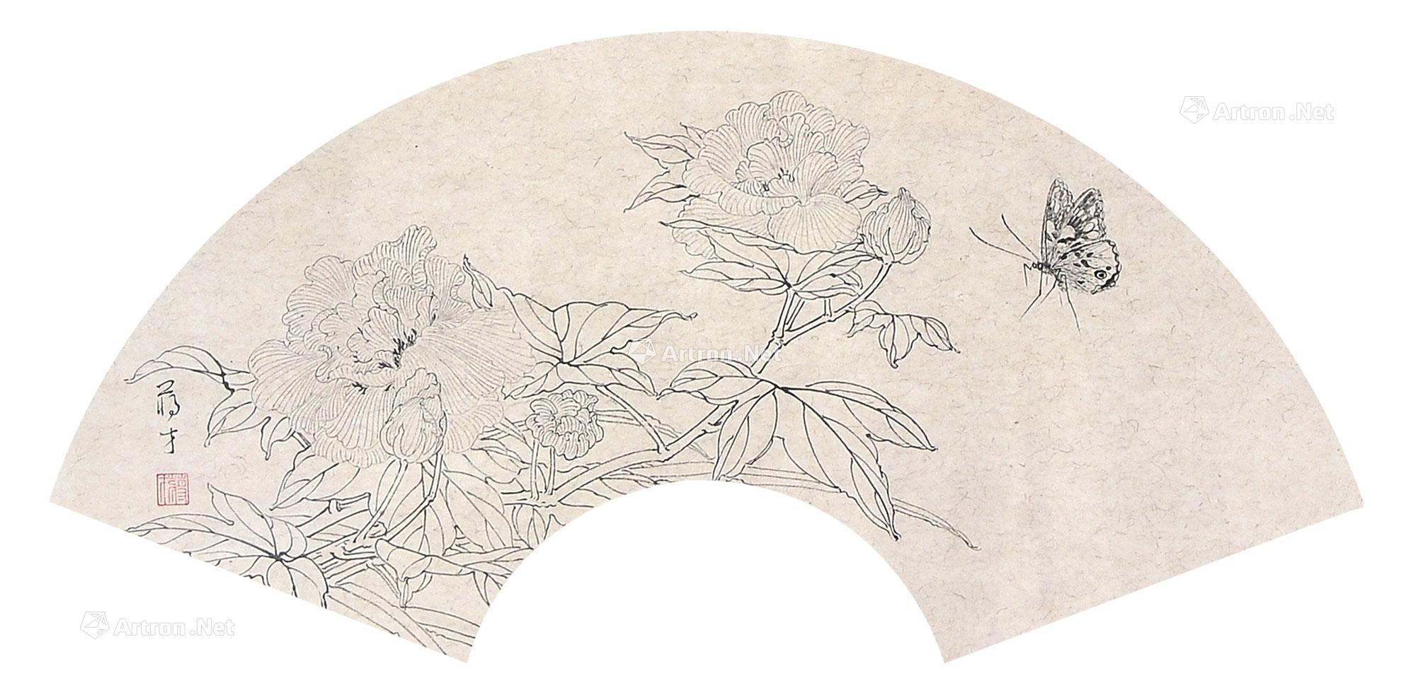 0009 白描花卉(扇面) 框