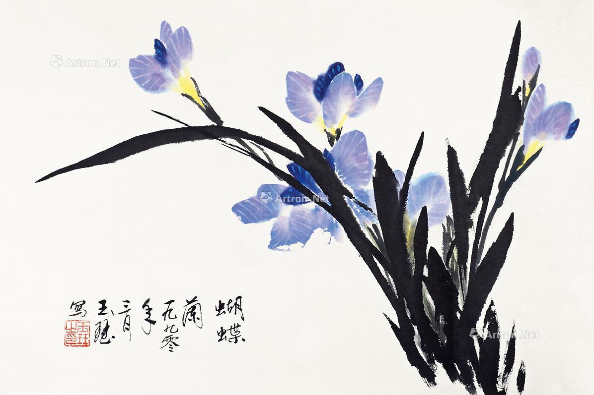0406 1990年作 蝴蝶兰 镜片 设色纸本