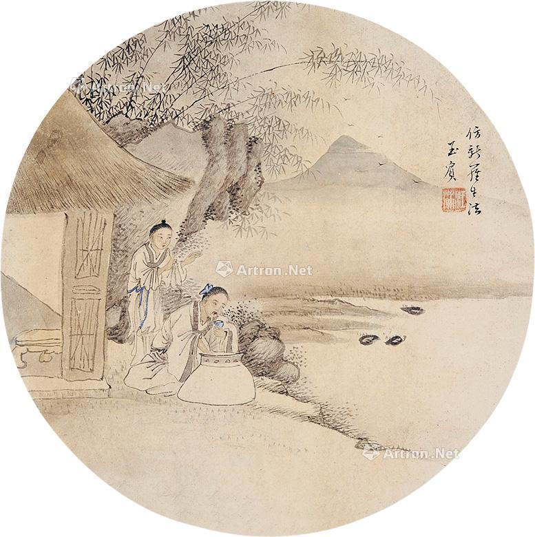 0051 人物 团扇 纸本