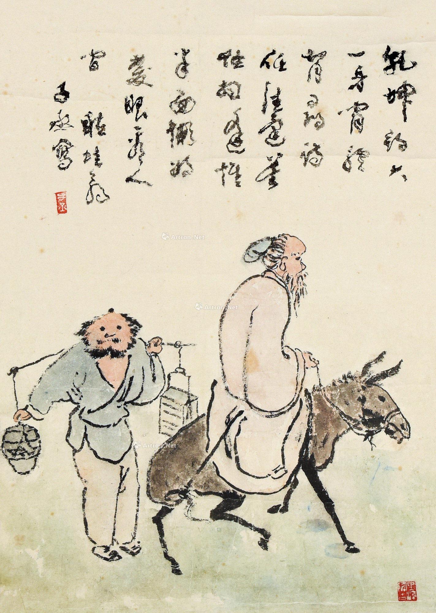 0787 骑驴图 镜片 设色纸本