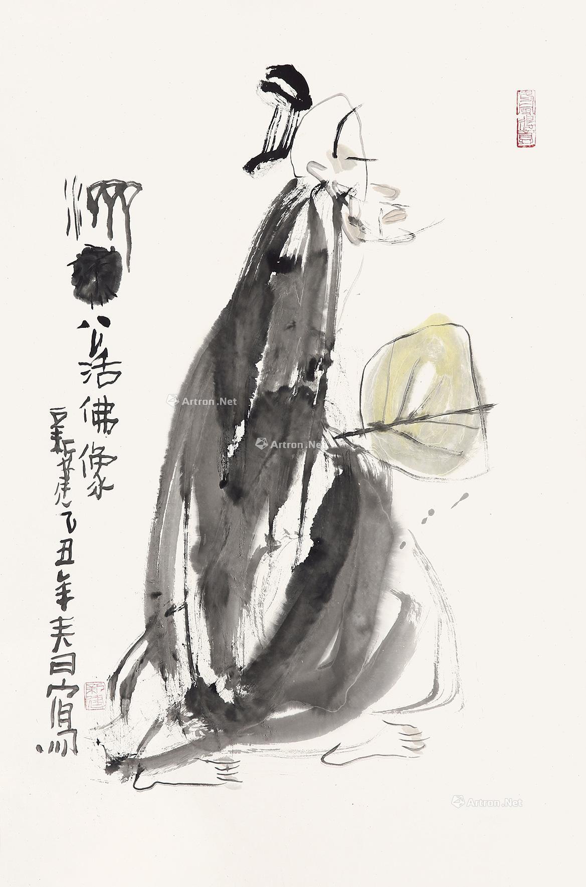 0227济公活佛像镜心水墨纸本