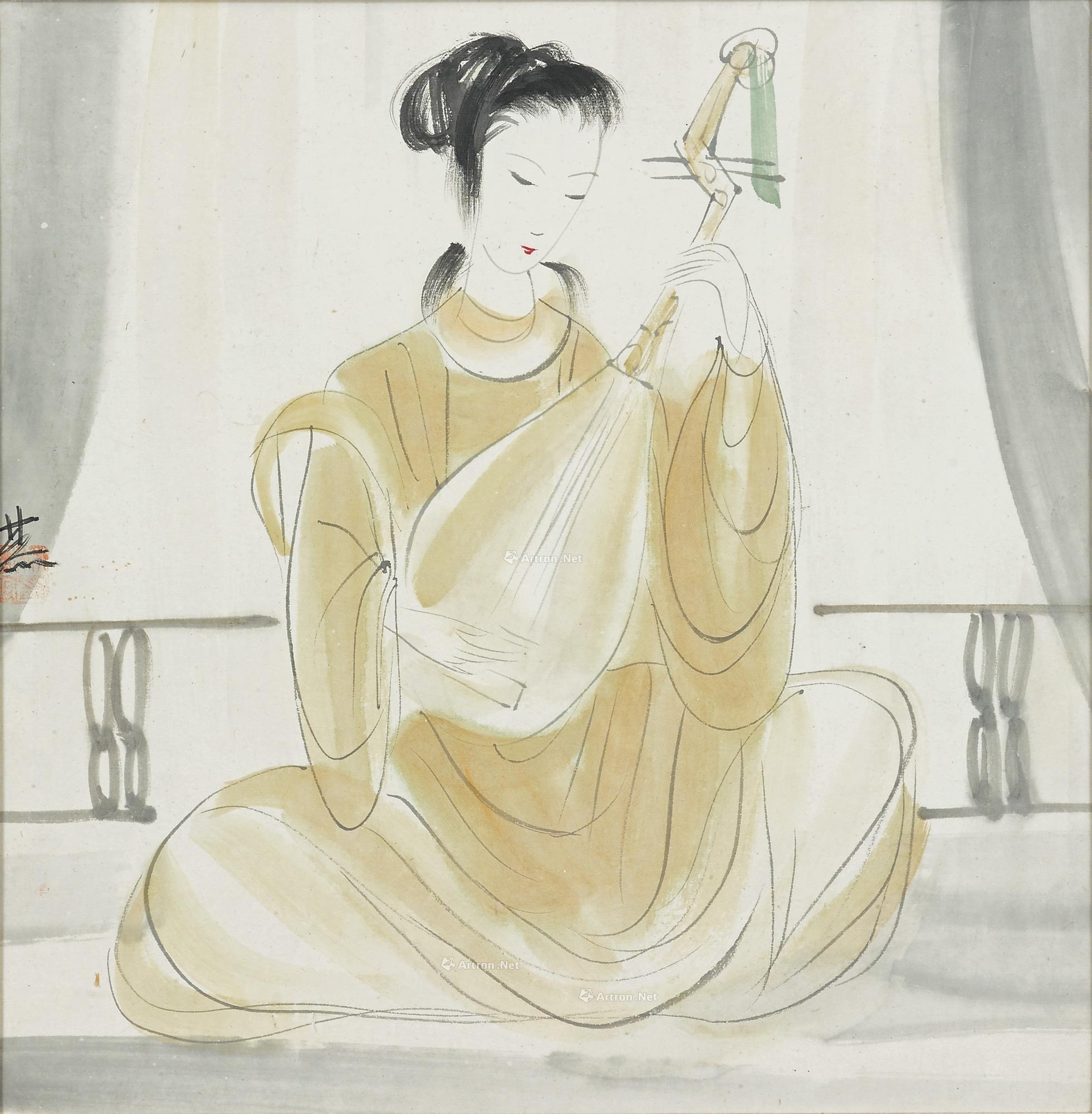 1552 琵琶仕女 镜框 设色纸本