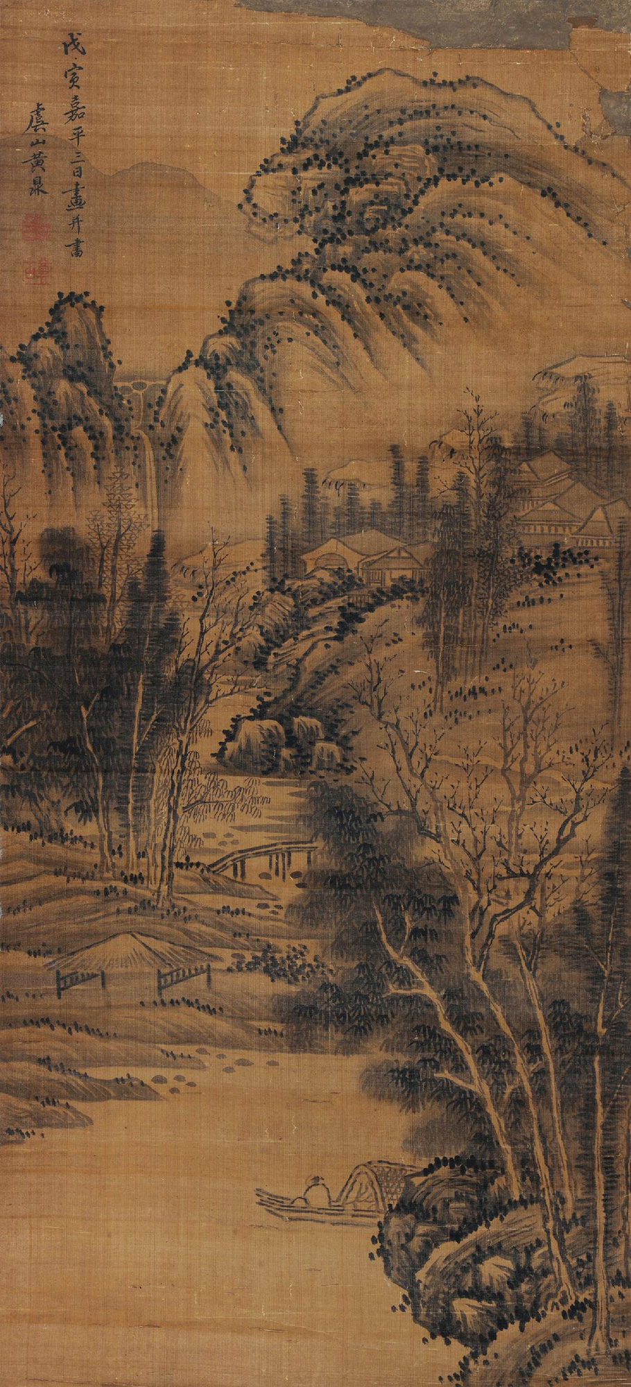 2408 渔父图 立轴 水墨绢本