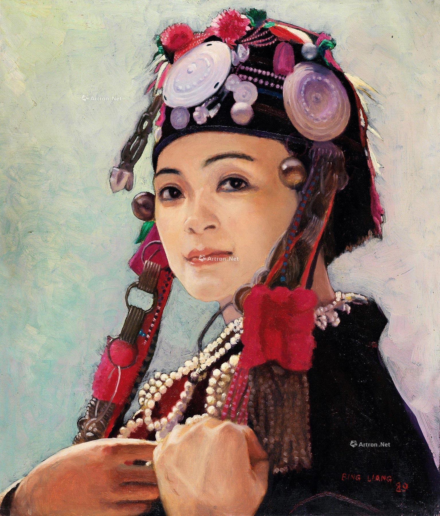 10661983年作哈尼族姑娘布面69油画