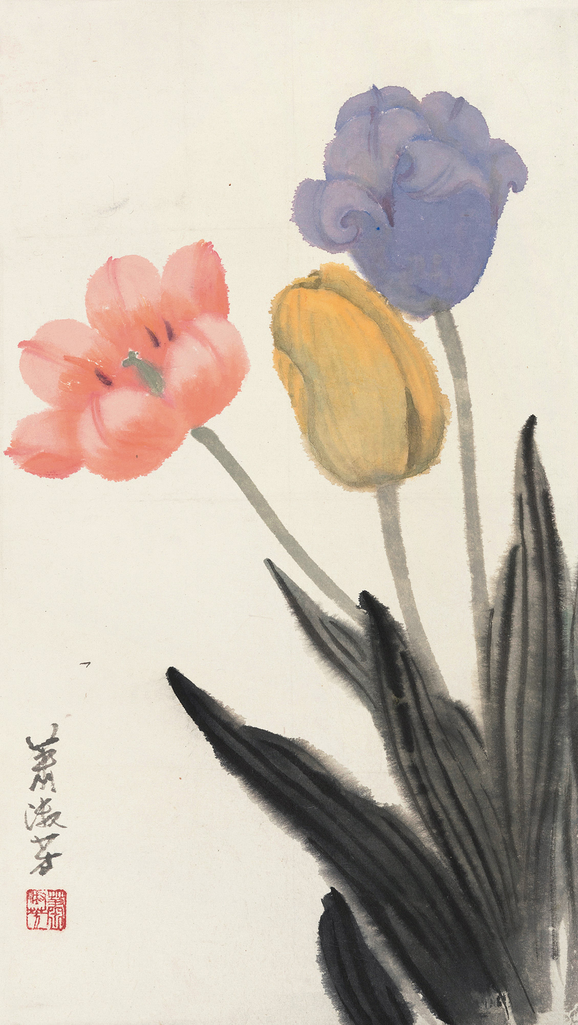 0266 郁金香 立轴 纸本