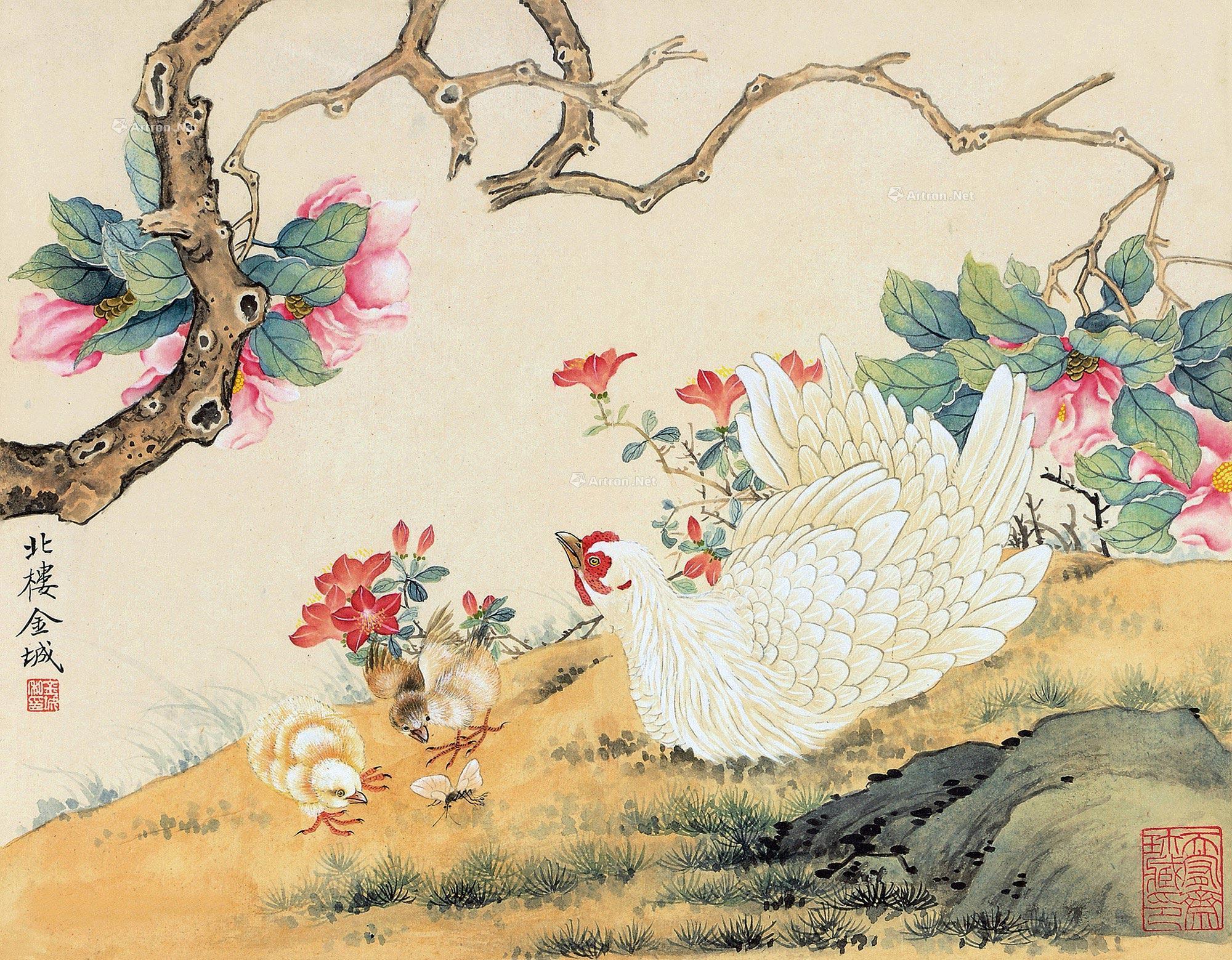 【春趣 镜框 设色纸本】拍卖品_图片_价格_鉴赏