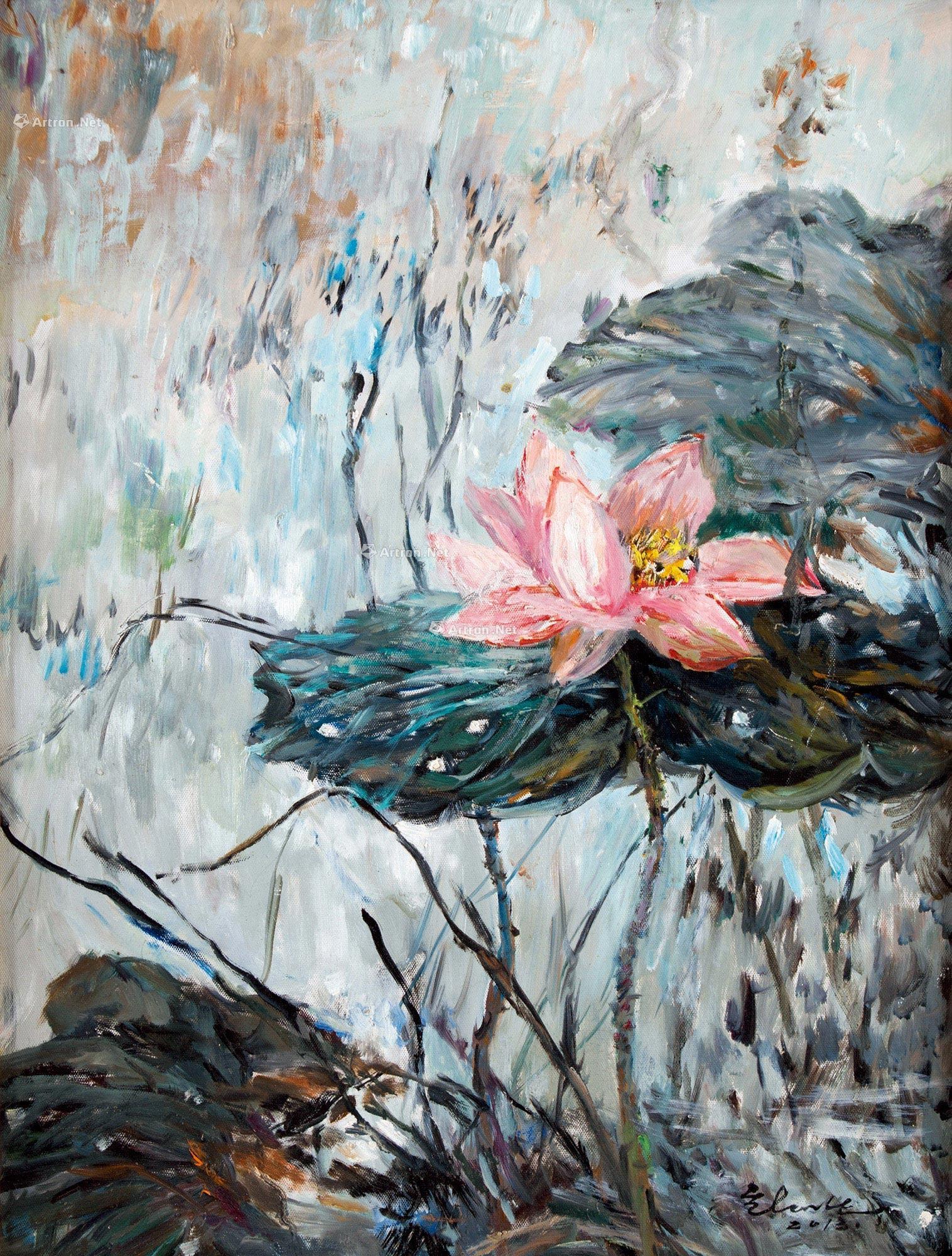 01512013年作荷花布面油画