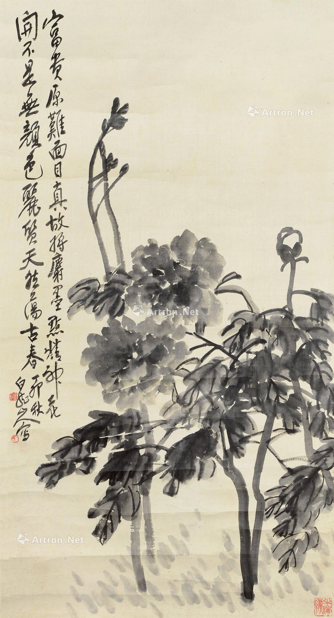 0143富贵牡丹图立轴水墨纸本