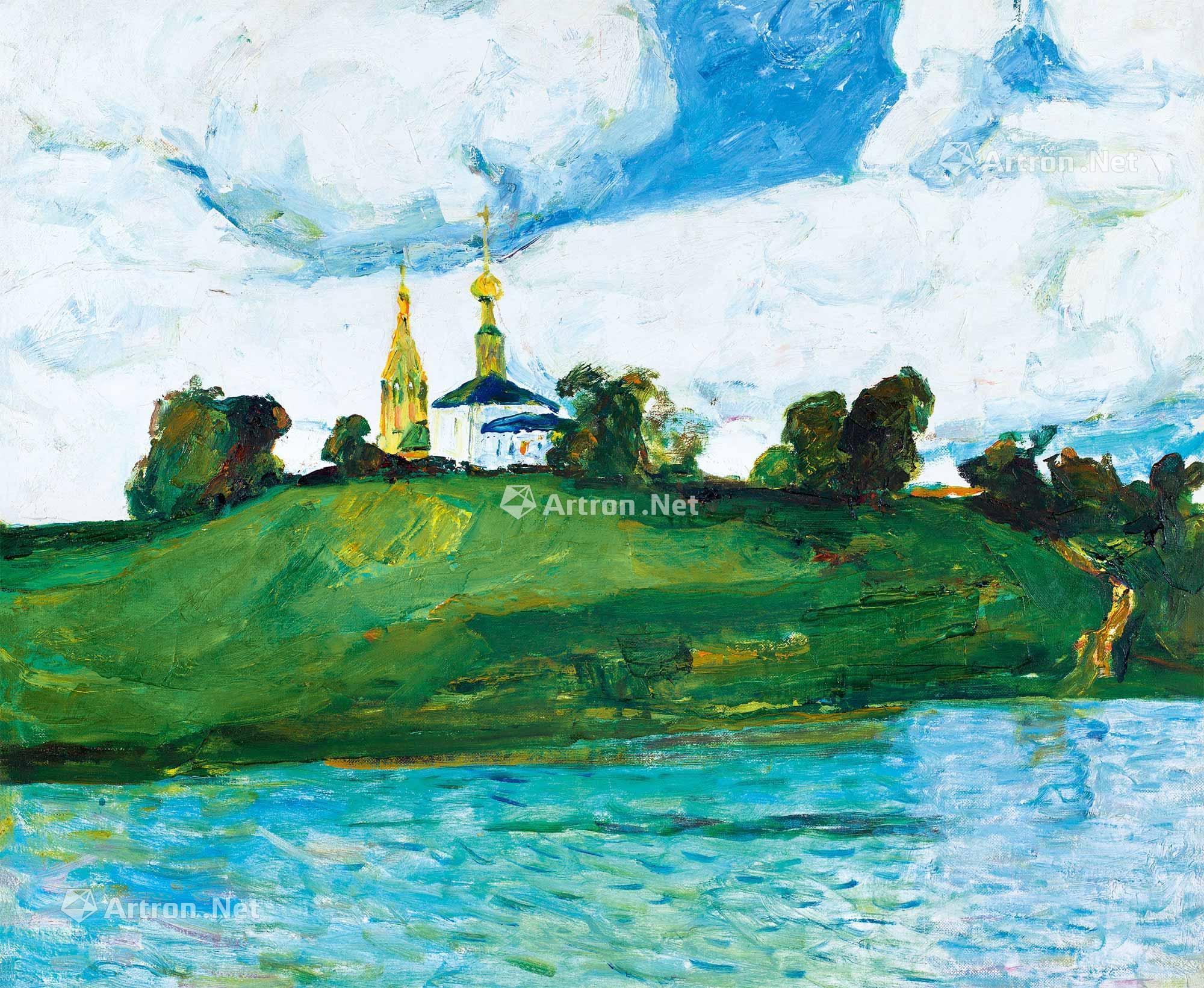 1140 1981年 伏尔加河风景 布面 油画