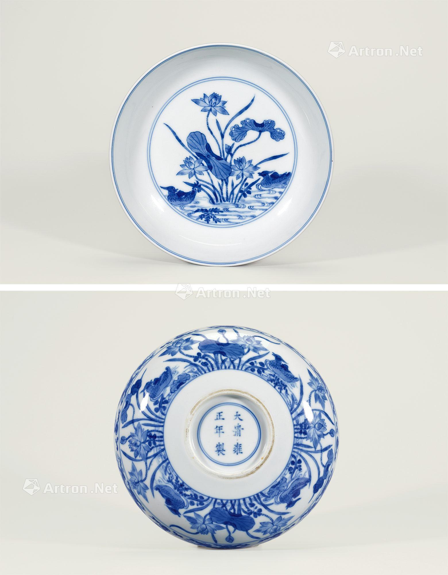 1283清雍正青花满池娇卧足洗