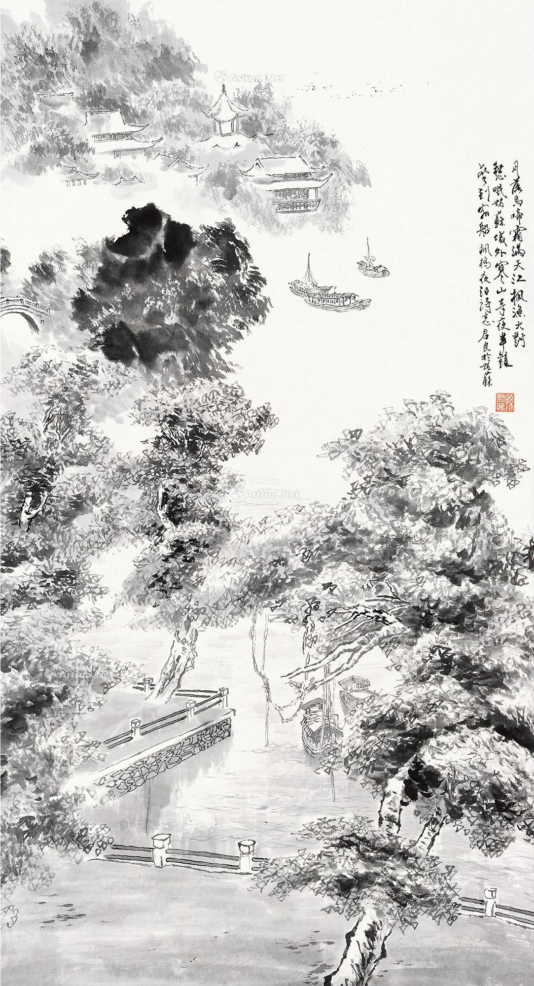 0201 枫桥夜泊 立轴 纸本