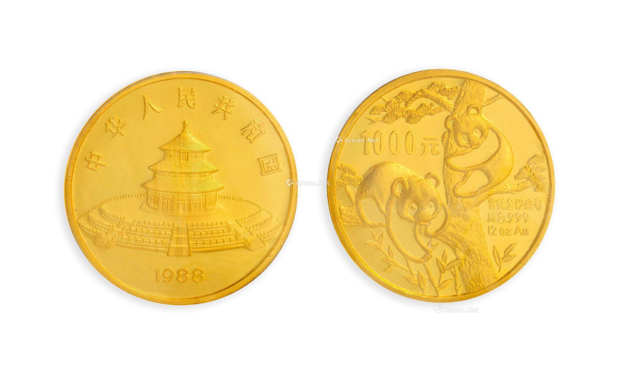 1988年 熊猫金币 12盎司1000元面值圆形金质纪念币