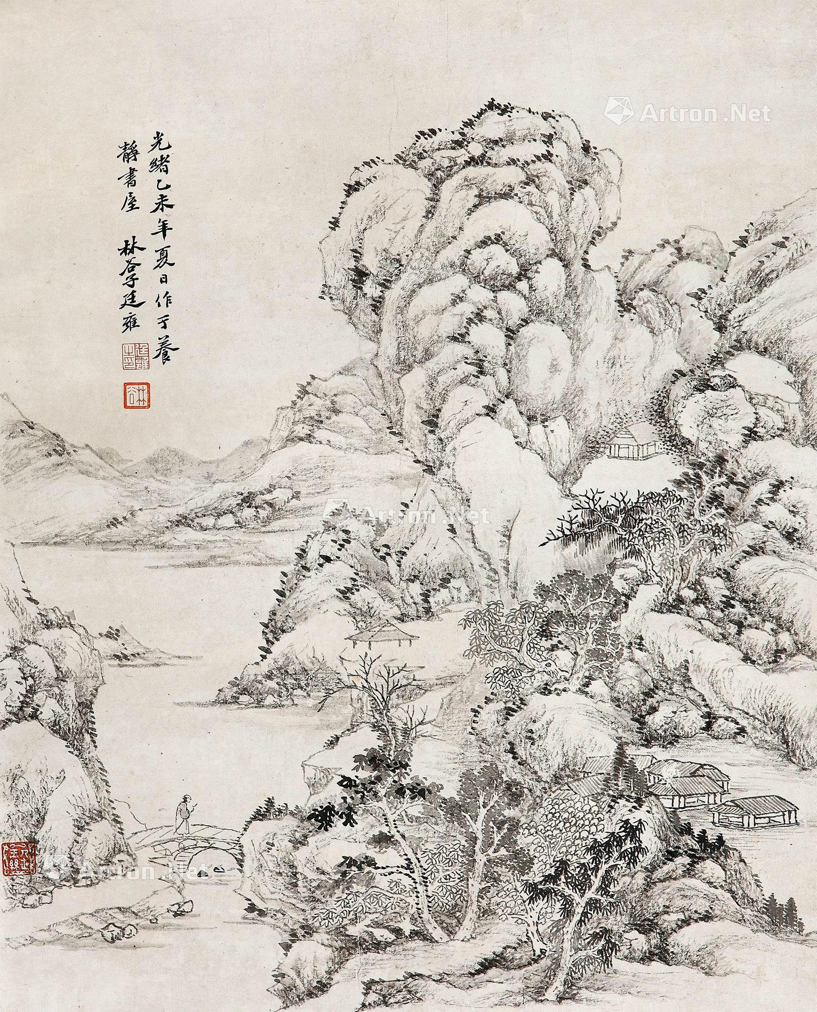 【1895年作 溪山访友 立轴 水墨纸本】拍卖品_图片_价格_鉴赏_绘画
