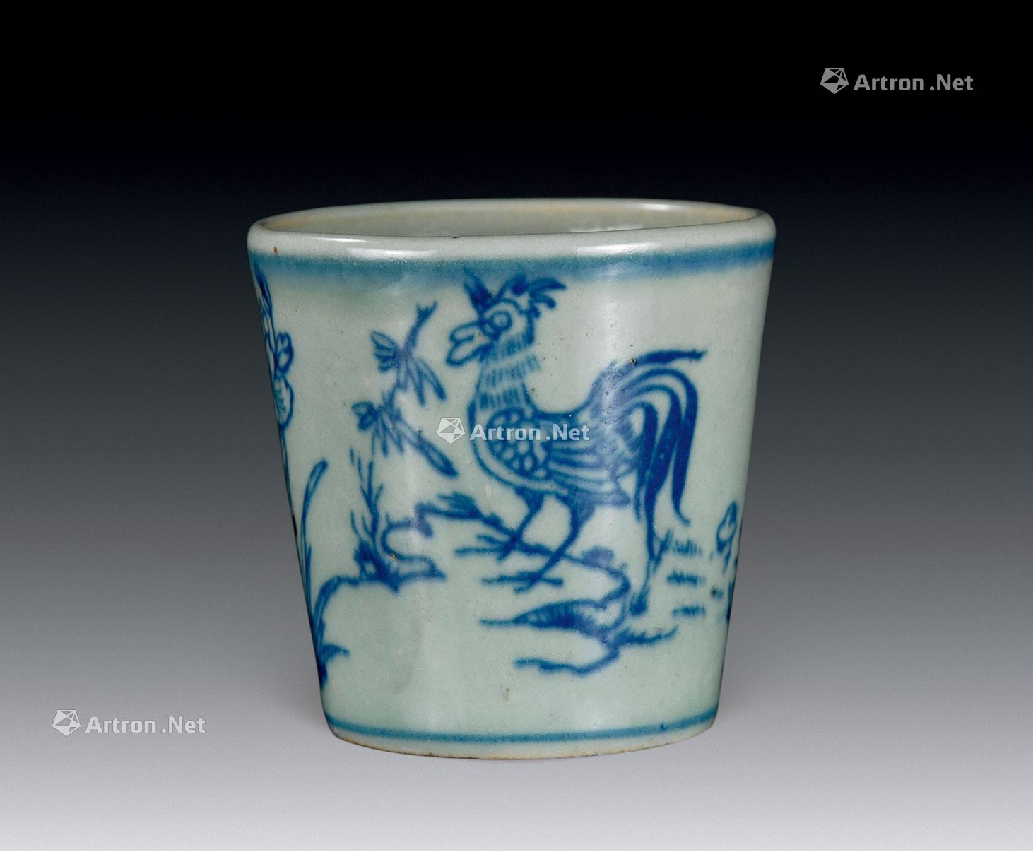 【明代 青花雄鸡纹桶杯】拍卖品_图片_价格_鉴赏_明代青花瓷器_雅昌
