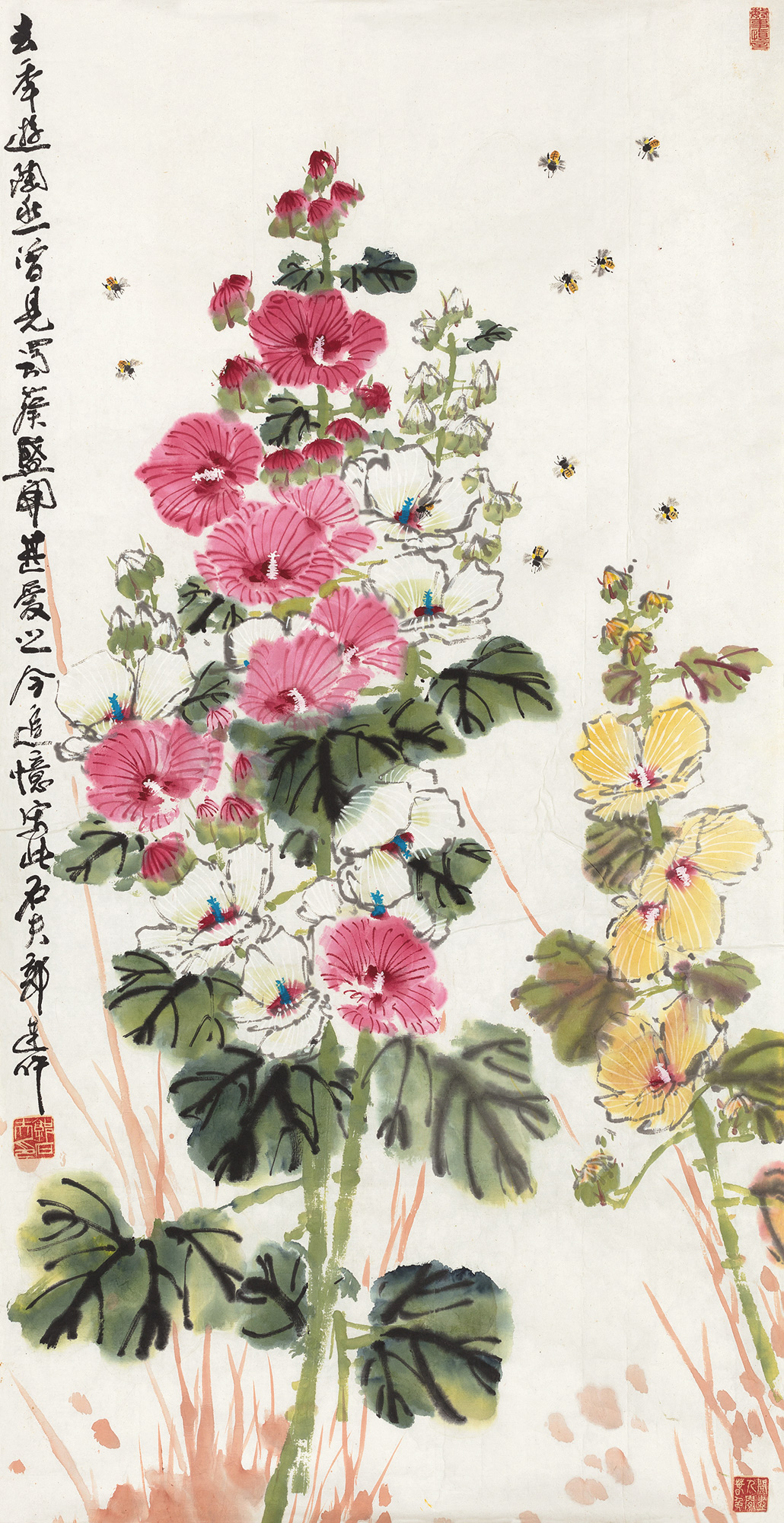 0711 蜀葵盛开 镜心 纸本