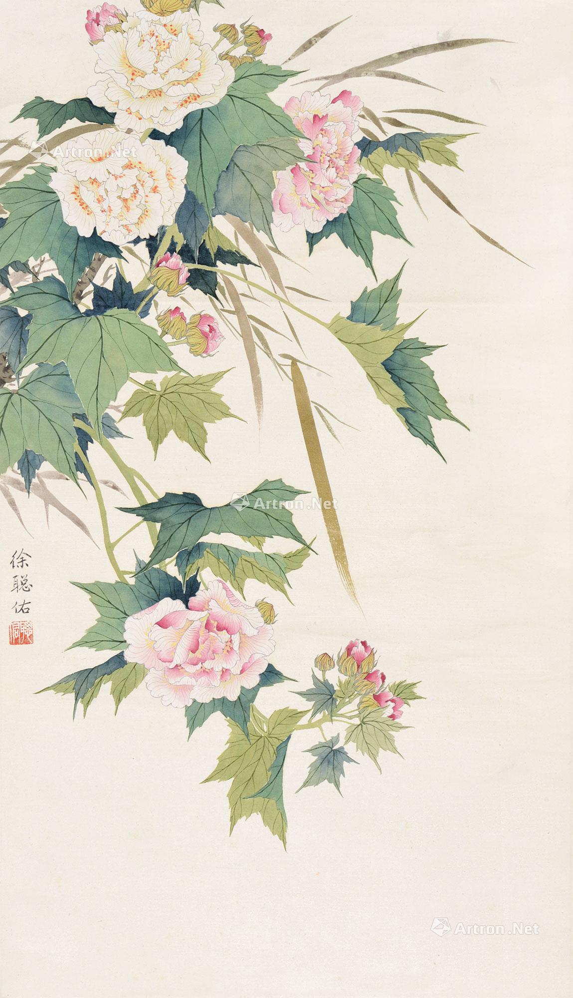 0180 芙蓉花 立轴 设色绢本