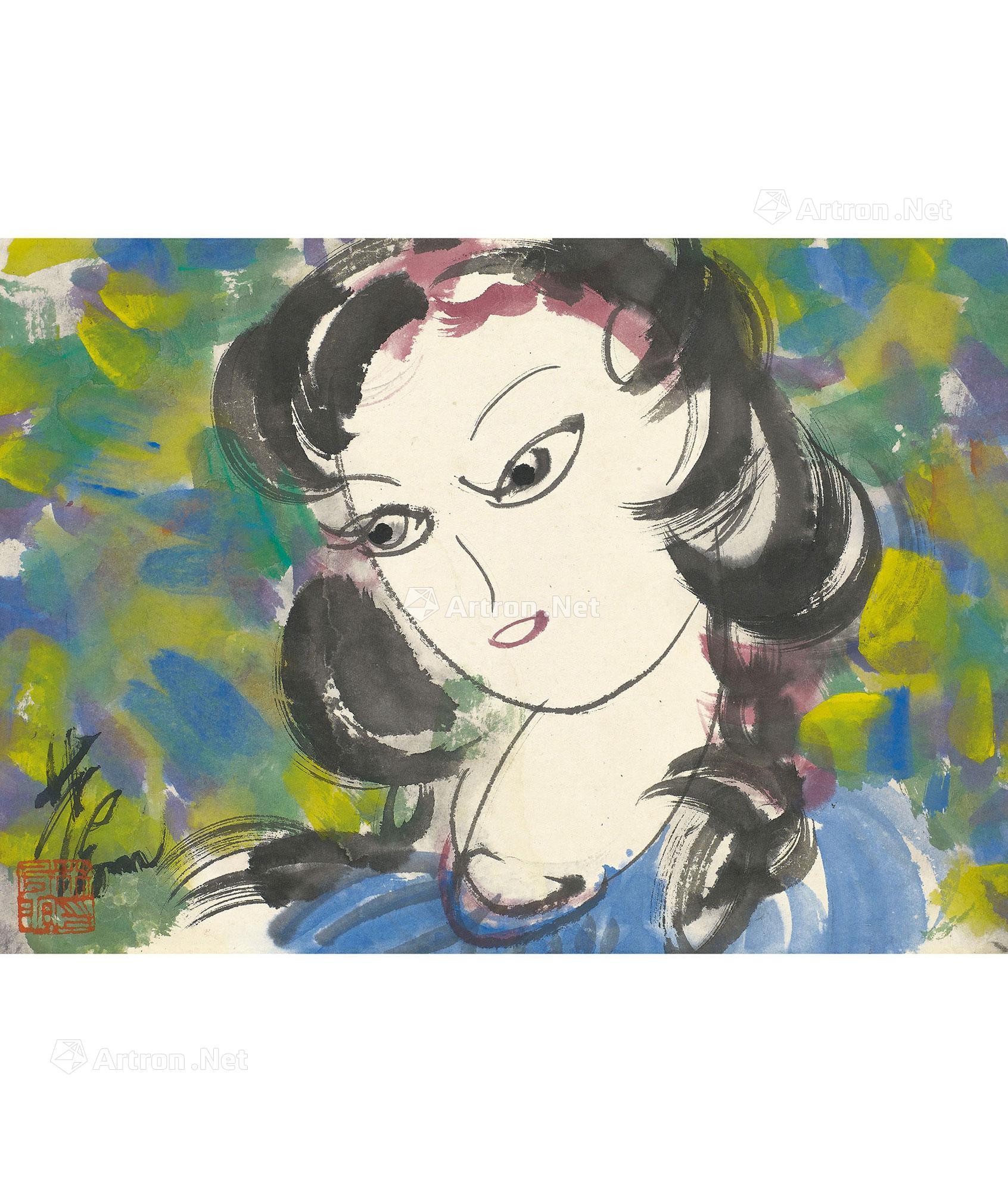 0402仕女图 镜框 设色纸本