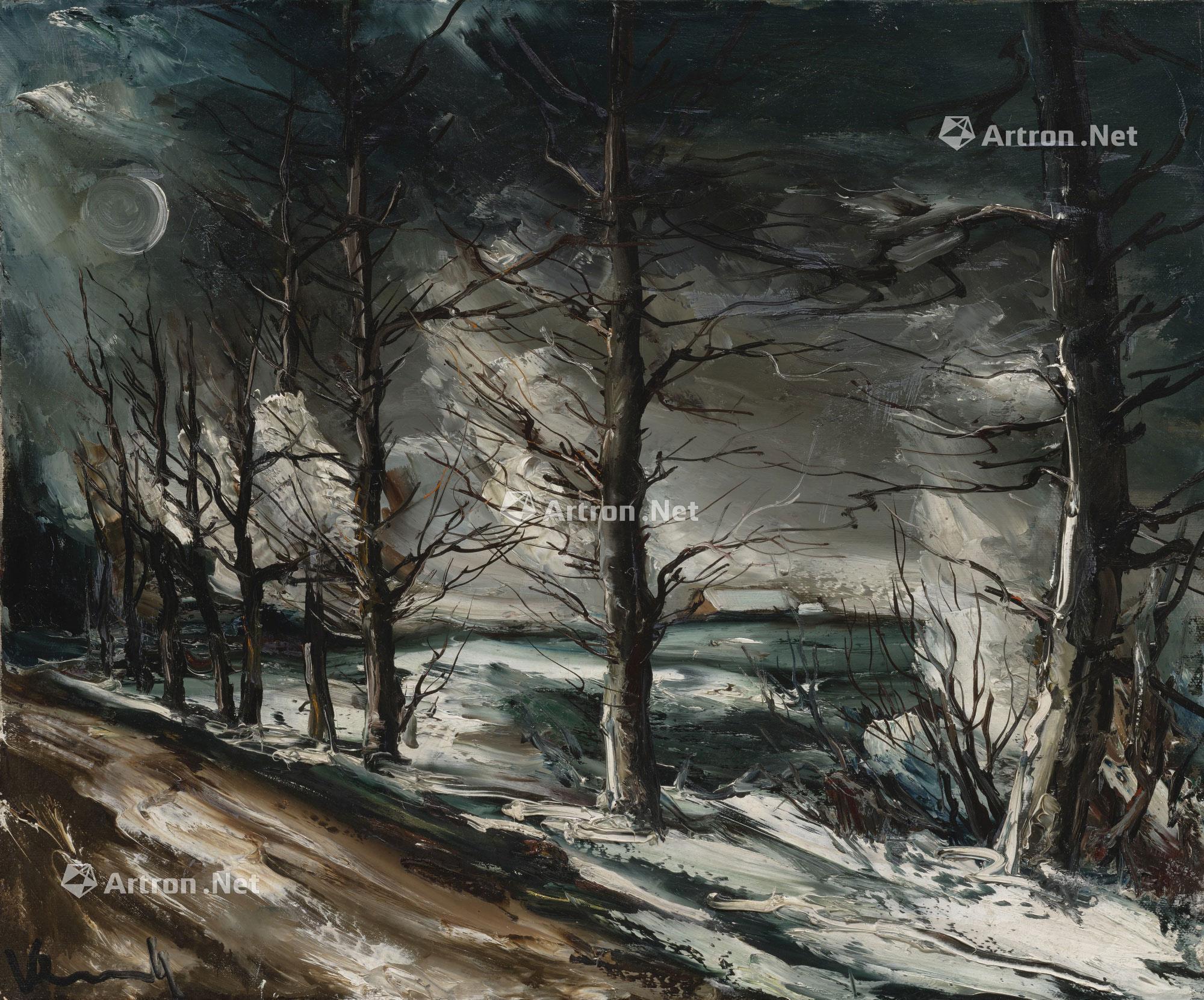 0498 claire de lune sur la neige oil on canvas