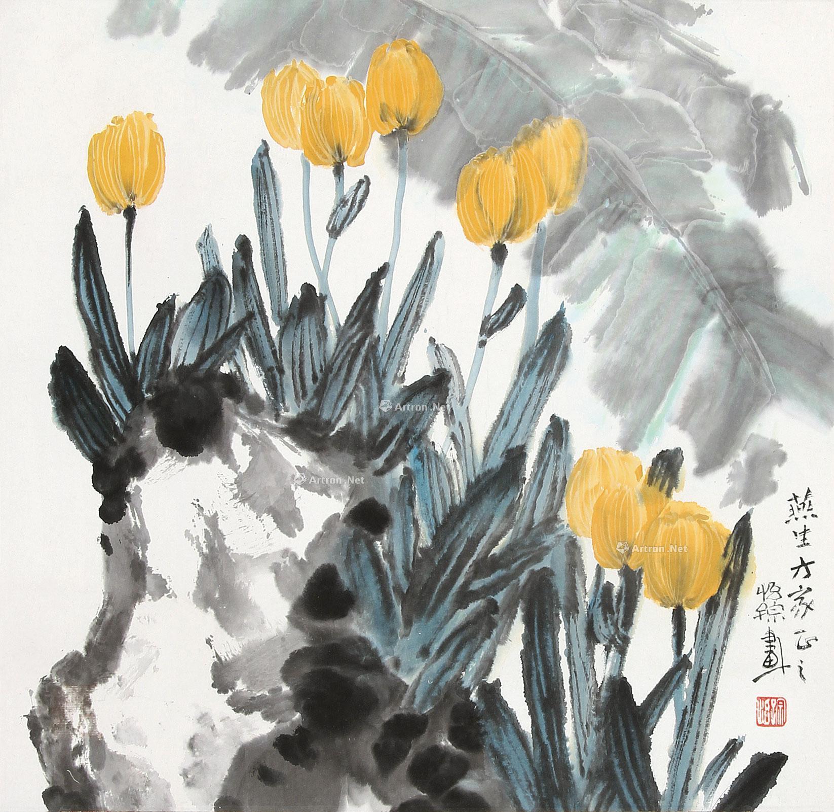 0680 郁金香 立轴 设色纸本