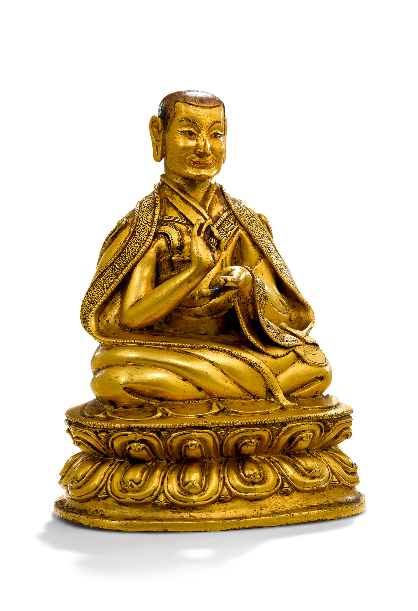 3024 西藏16世纪 铜鎏金一世噶玛巴杜松虔巴