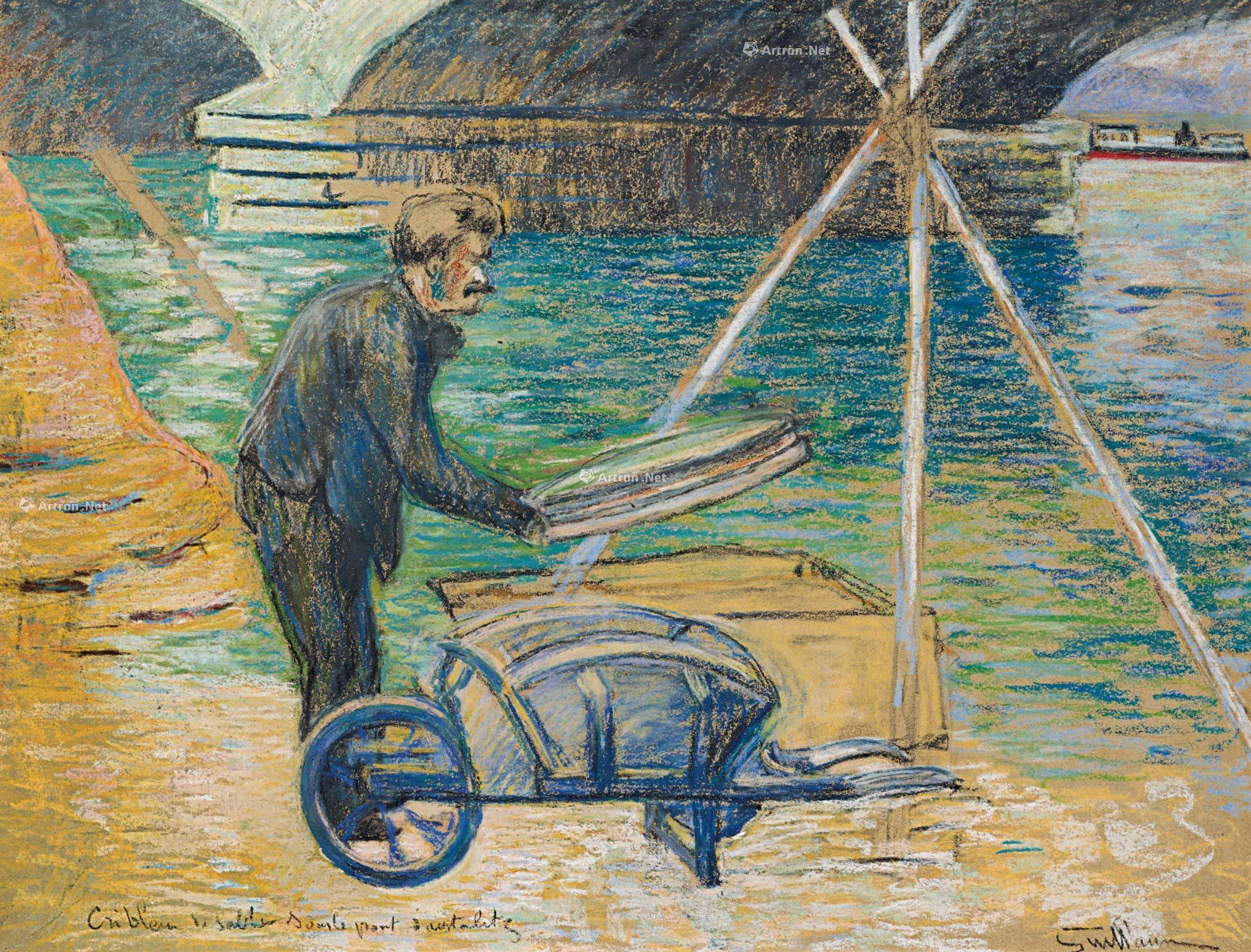 0164 drawn circa 1890 le cribleur de sable sous le pont d"