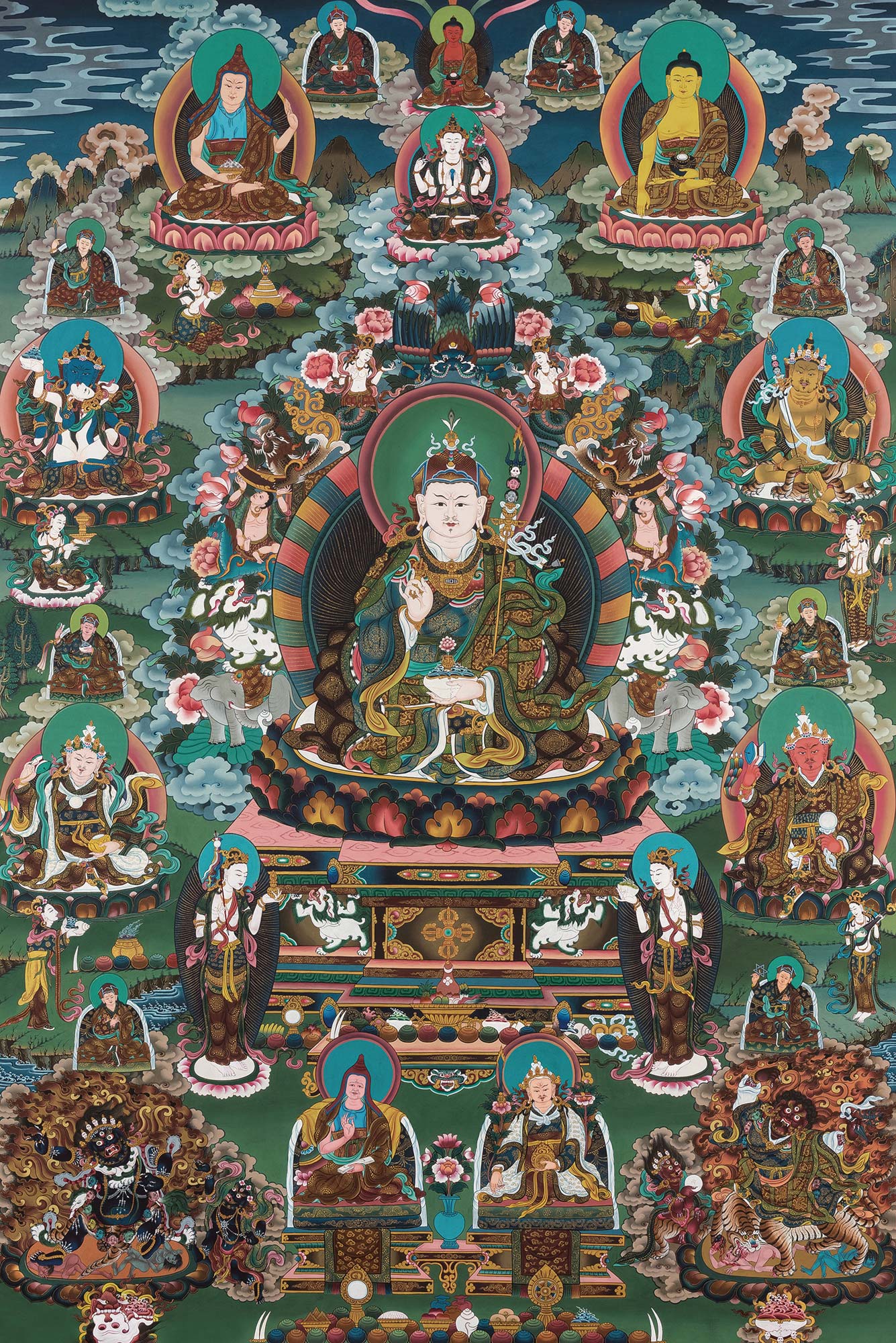 3338 kinzang chojay莲师八变 布面天然混合材料