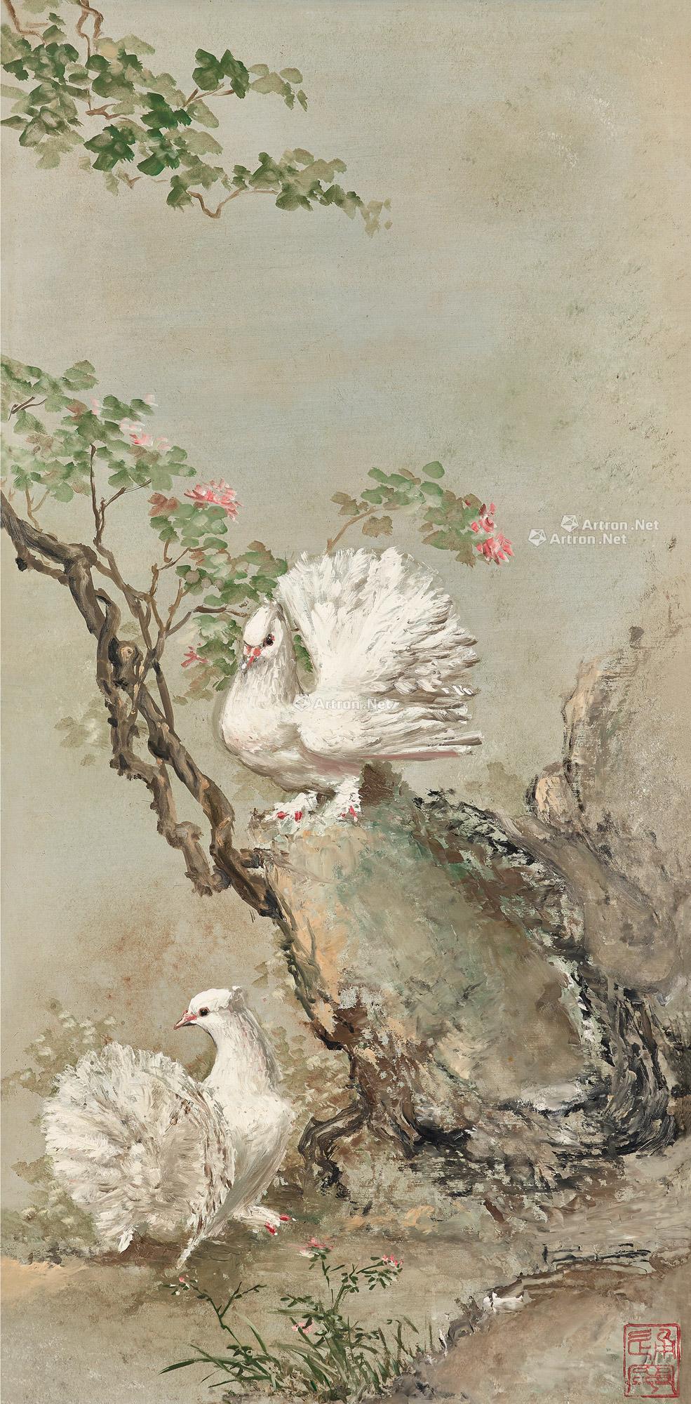 0295和平鸽镜框油画