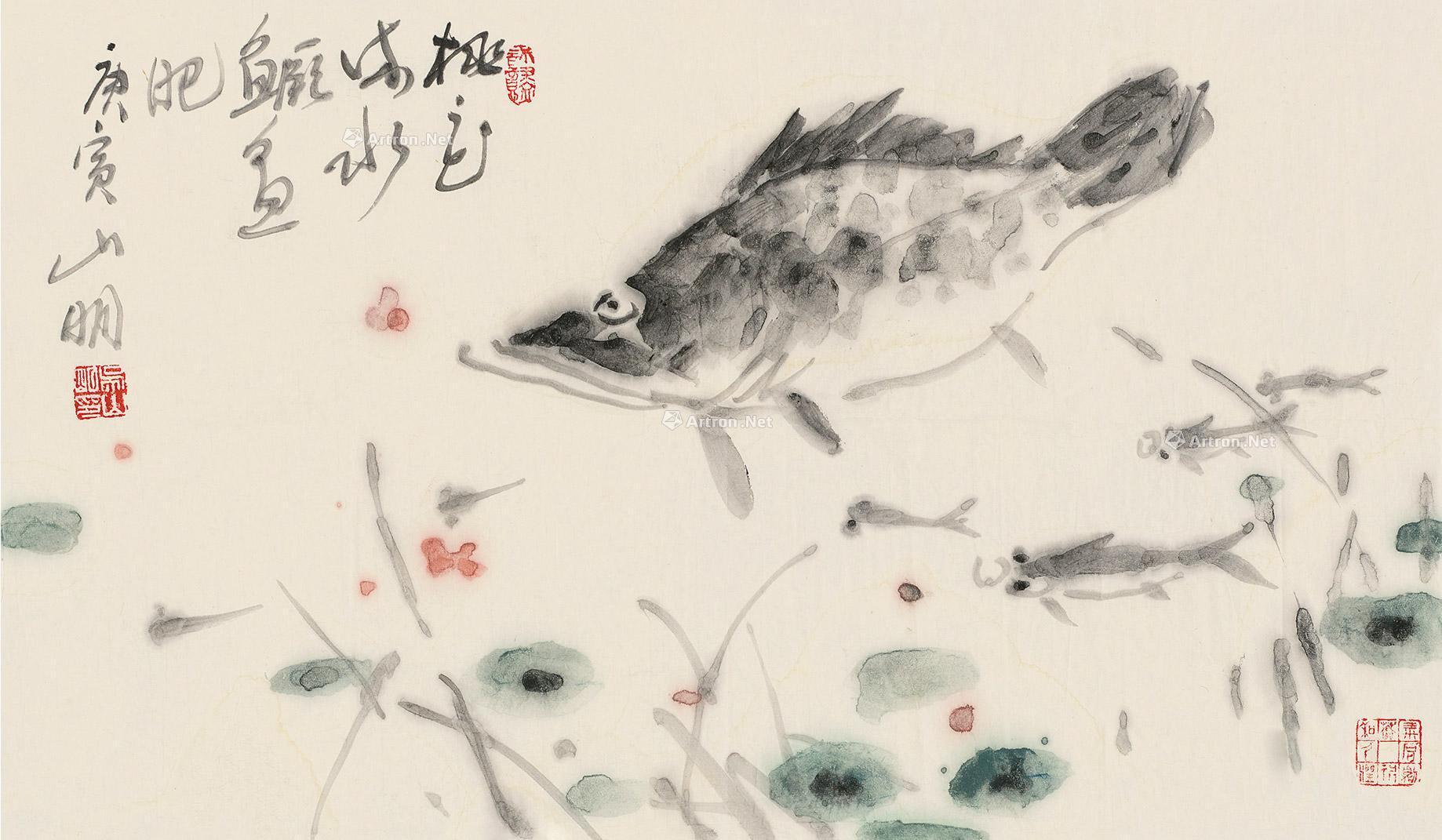 0203 桃花流水鳜鱼肥 画心 设色纸本
